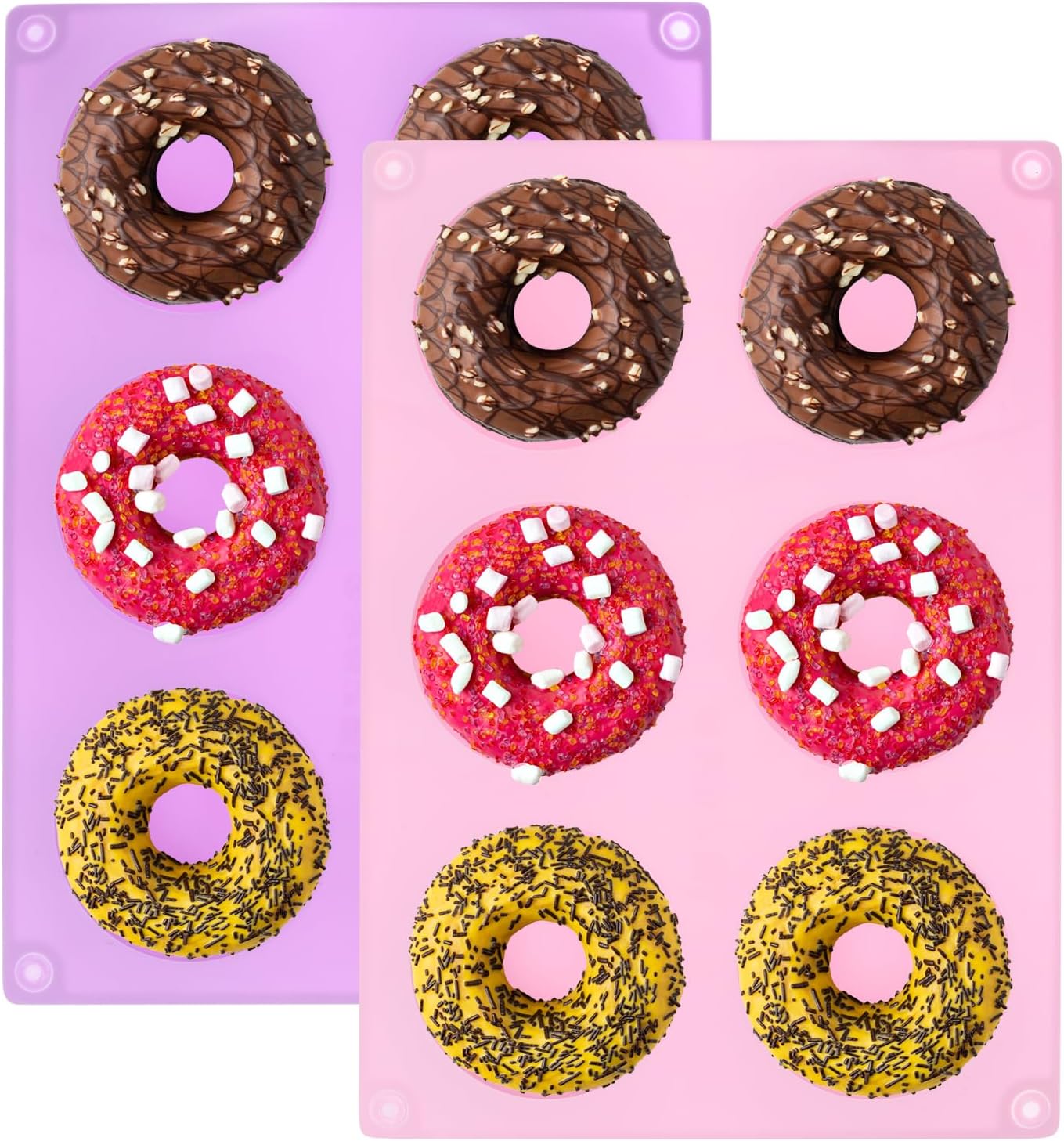 uxcell 2pcs Silicone Muffins Pan, 6 Cup Silicone Cupcake Pan Nonstick Baking Tray for Muffins, Cupcakes, Dishwasher Safe, Brown