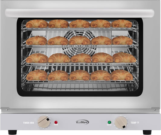 KoolMore 23 in. Countertop Convection Oven for Half-Size Pans with 4 Racks and 2800W of Power in Stainless-Steel - 208/240V, 2.3 cu. ft. ETL Listed (KM-CTCO220-23)