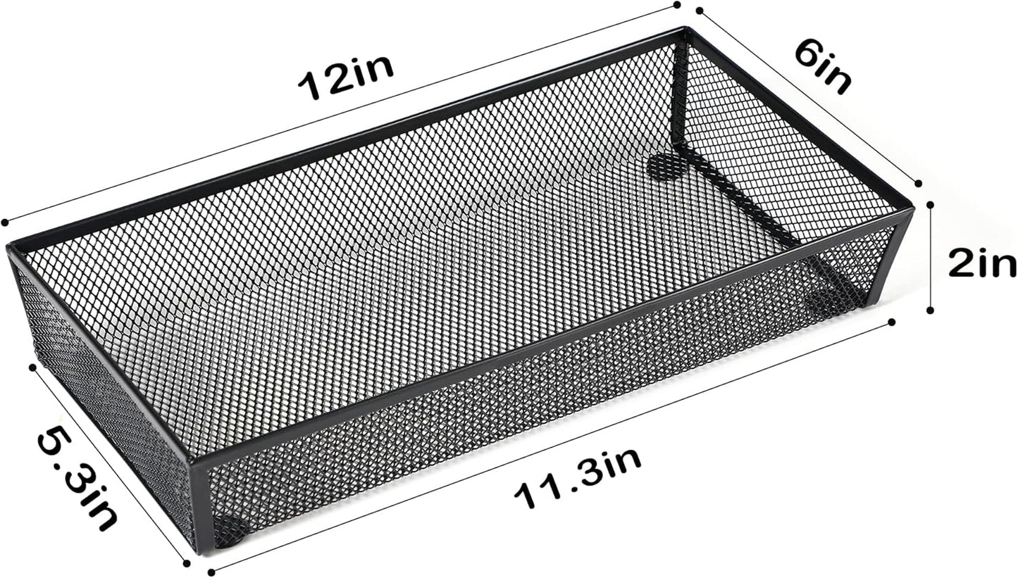 BYCY 3 Pack Mesh Flatware Drawer Organizer for Kitchen/Office/Home Tools,Spoon Knife Fork Organizers Box Utensil Tabletop Storage Tray (12 x 6 x 2 Inch)