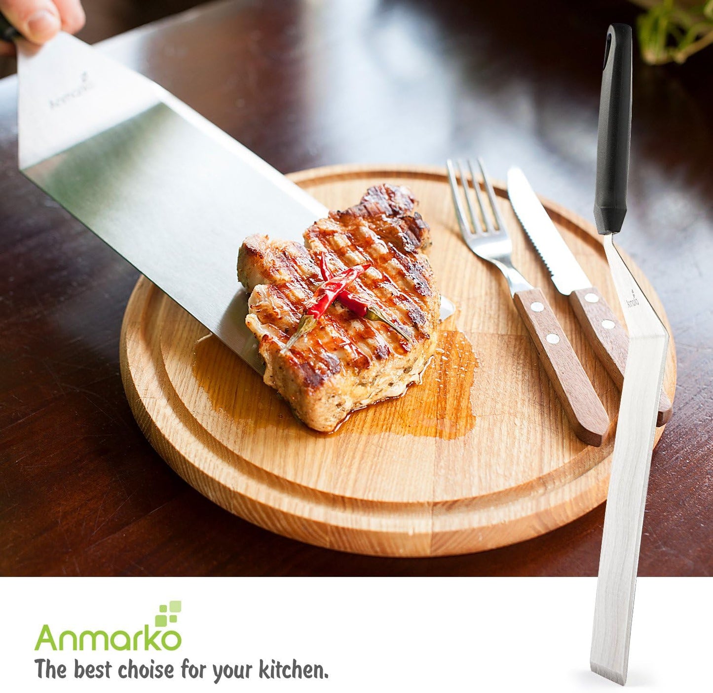 Metal Spatula Griddle Accessories Set - Griddle Scraper Flat Spatula Pancake Flipper Hamburger Turner - Metal Utensil great for BBQ Grill Flat Top Cast Iron Griddle - Commercial Grade