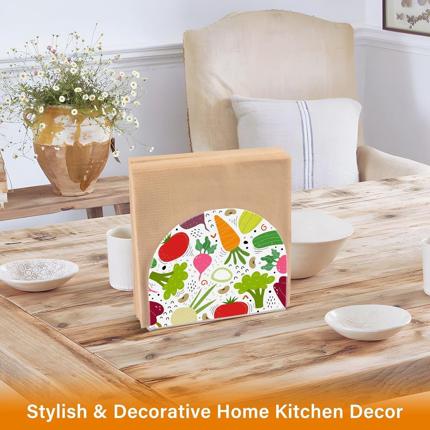 Cartoon Vegetables Napkin Holder for Table Paper Napkins Holder Acrylic Tissue Dispenser Kitchen Dining Room Bathroom Party Car Decor