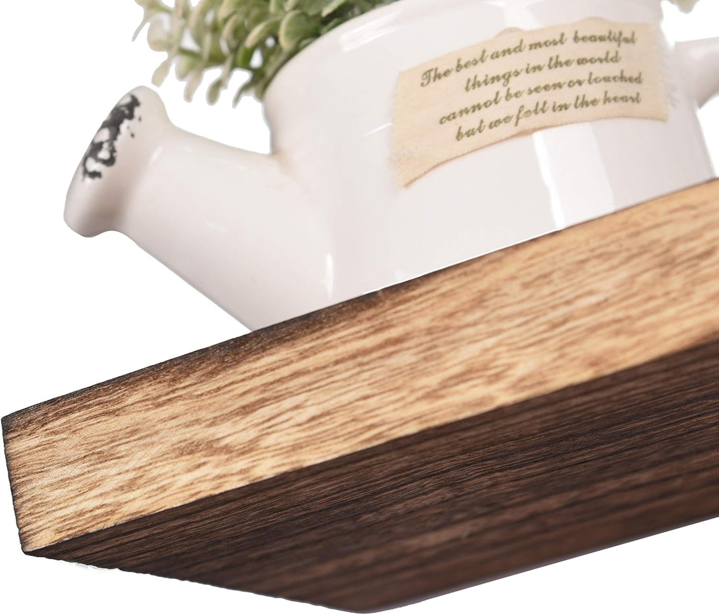 Wood Floating Shelves for Wall, Wooden Wall Shelves for Bedroom, Wall Mounted Shelves for Living Room, Set of 4 Light Brown 16 Inch