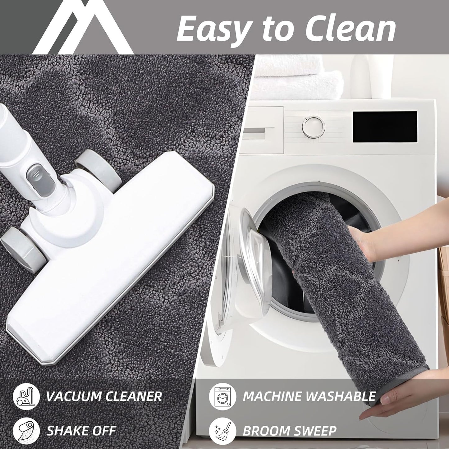 COSY HOMEER Soft Kitchen Rugs [2 PCS] for in Front of Sink Super Absorbent Kitchen Floor Mats and Mats 20x30 Inch/20X48 Non-Skid Kitchen Mat Standing Mat Washable,Polyester,Dark Grey