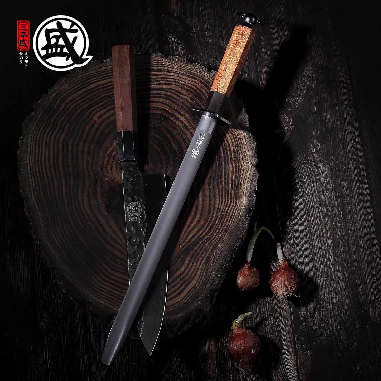 MITSUMOTO SAKARI 10 Inch Flat Honing Rod, Japanese High Carbon Honing Steel (Sourwood Handle)