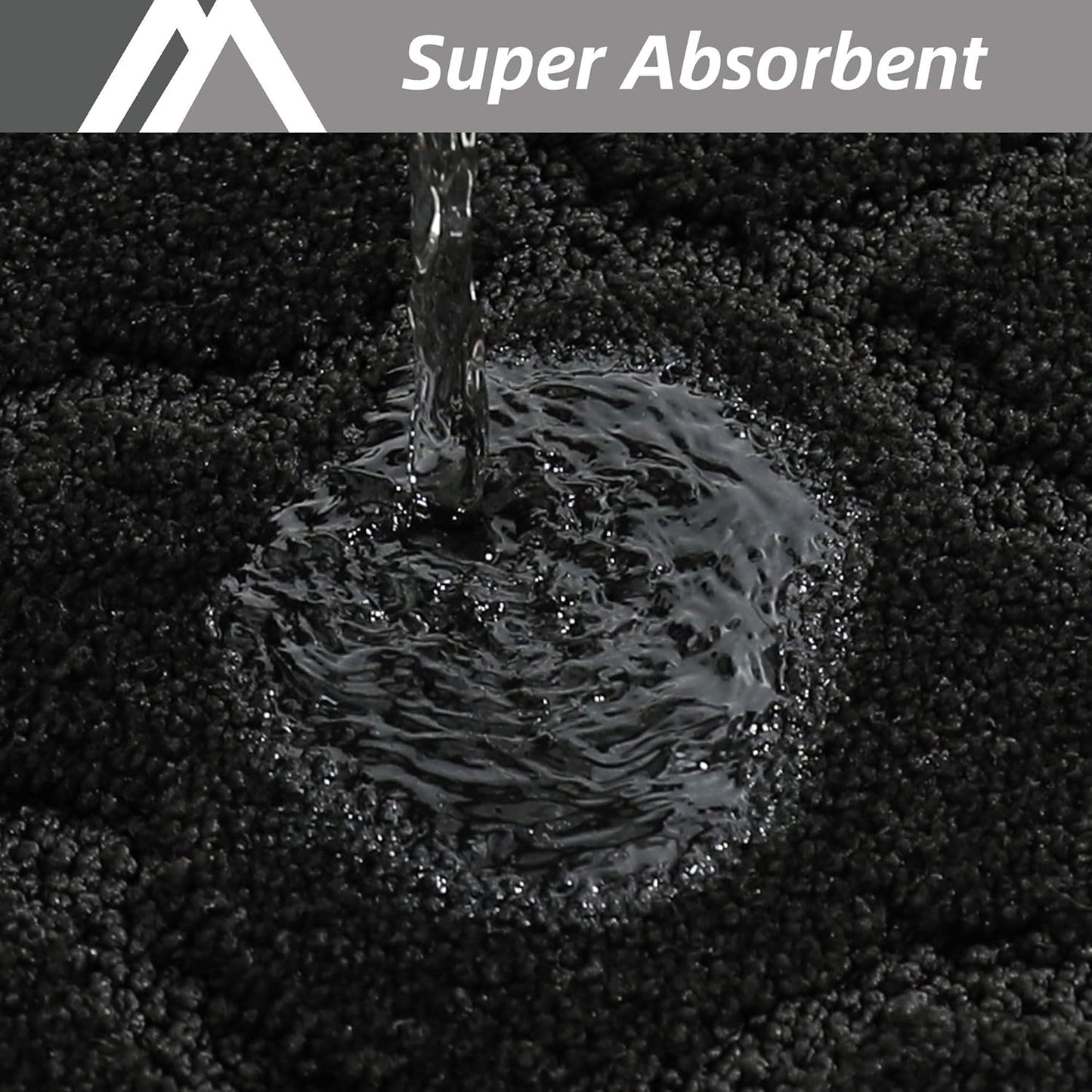 COSY HOMEER-Kitchen-Rugs-Non-Slip-Washable 24"x60" Absorbent Kitchen Runner Rug Polyester Kitchen Mats for Floor Soft Standing Floor Mats for Sink Mat,Hallway,Laundry,Black