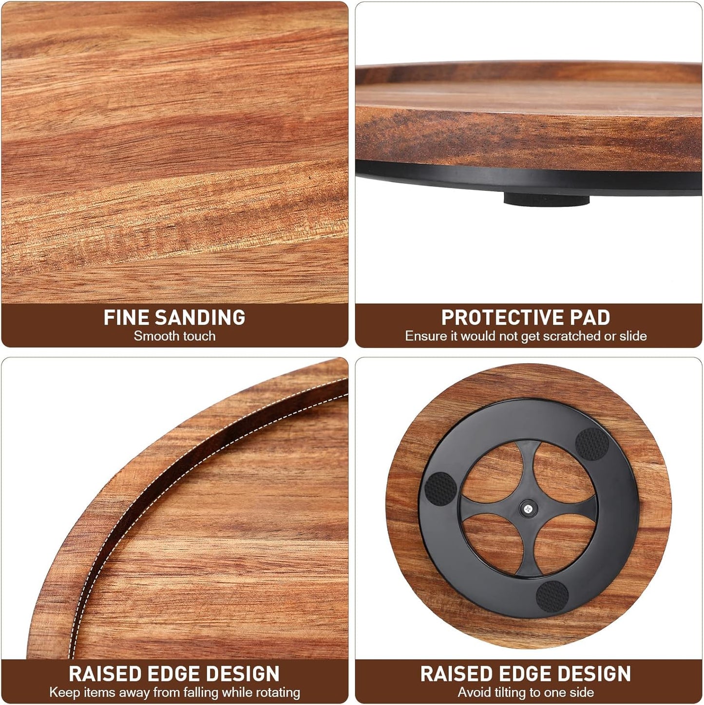 Mumufy 6 Pcs Lazy Susan Turntable Organizer Round Lazy Susan Turntable Tray for Kitchen Counter Pantry Table Organization Cabinet Bathroom(Acacia Wood,9 Inch)