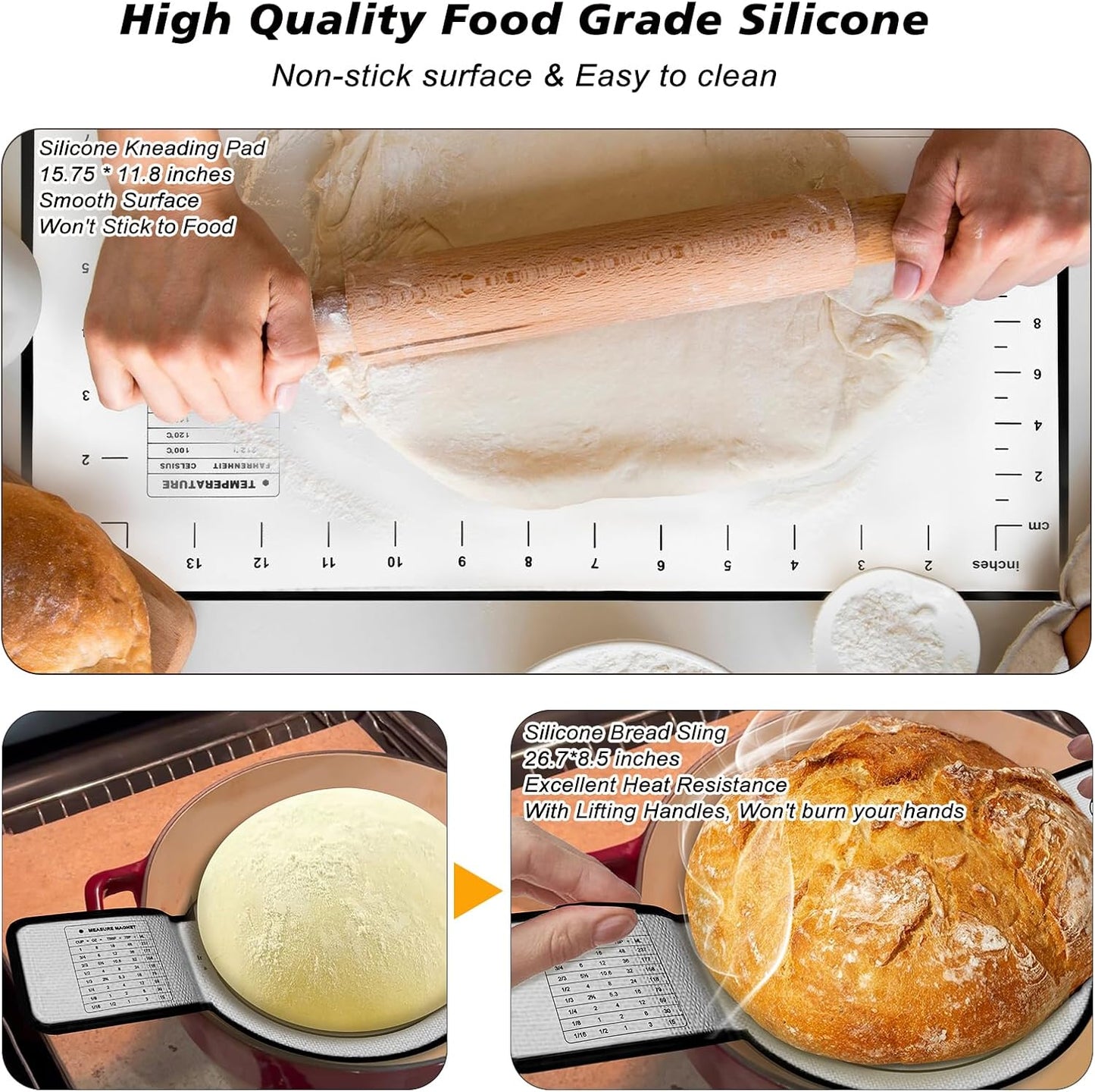 Large Sourdough Bread Baking Supplies, 10 Inch Round &12 Oval Banneton Bread Proofing Basket, Sourdough Starter Kit for Making Baking Fermentation