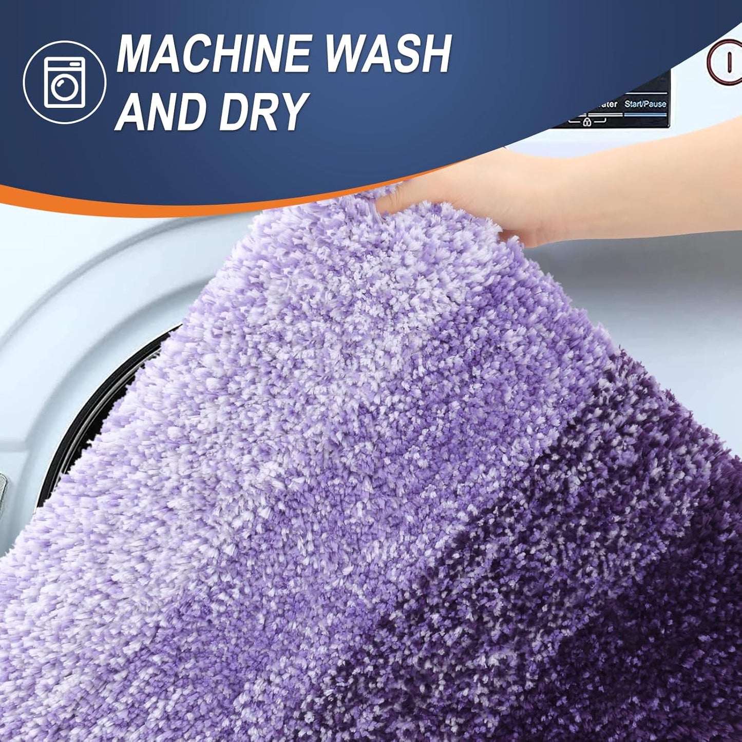 OLANLY Bathroom Runner Rugs 44x24, Extra Soft Absorbent Microfiber Bath Rugs, Rubber Backing, Quick Dry, Machine Washable Bath Mats for Bathroom Floor, Tub and Shower, Home Decor Accessories, Violet