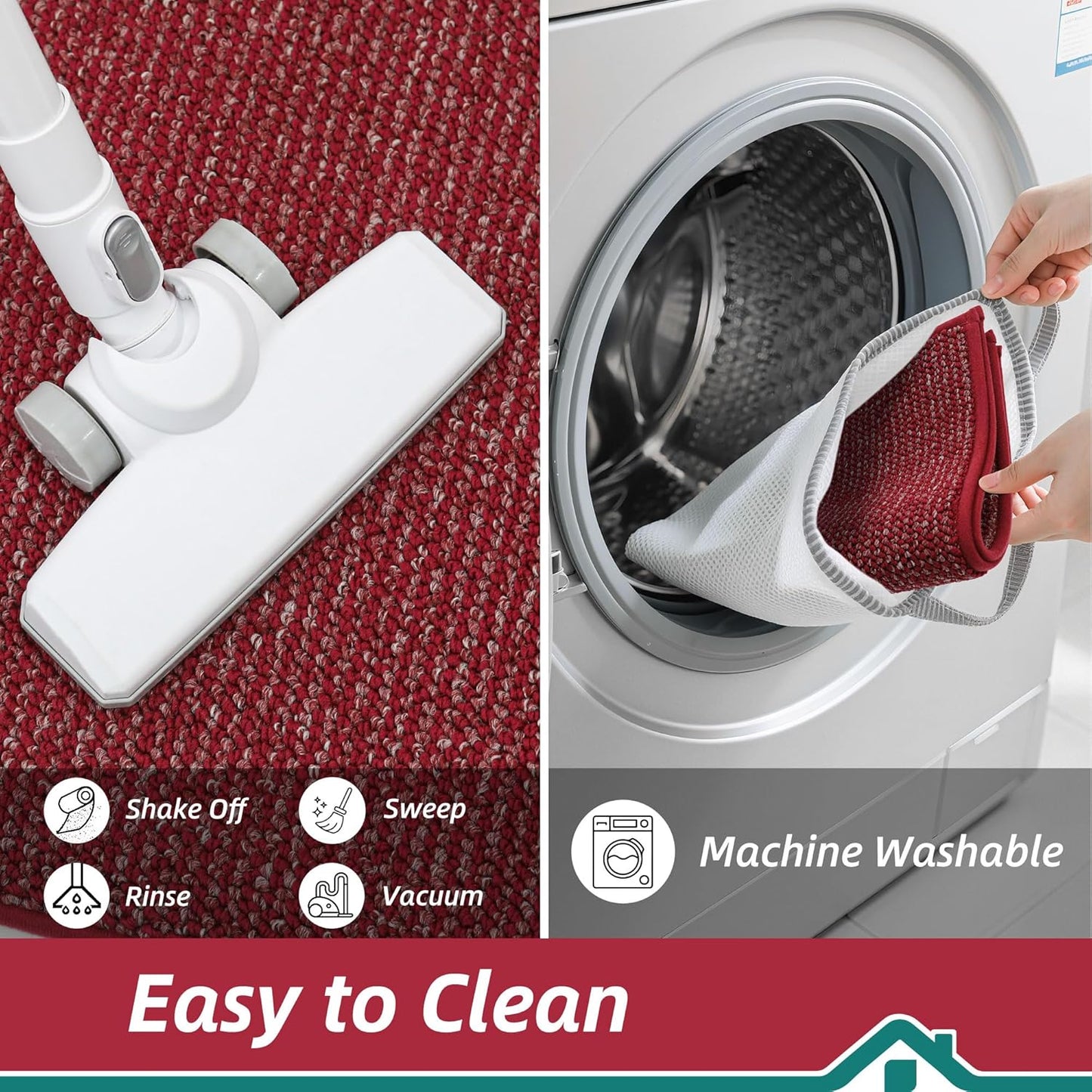 BEQHAUSE Kitchen Rugs and Mats 2PCS, Non-Slip Kitchen Mats for Floor, Absorbent and Stain Resistant Kitchen Runner, Machine Washable Rugs for Kitchen, Laundry & Sink, 20"x32"+20"x48", Red