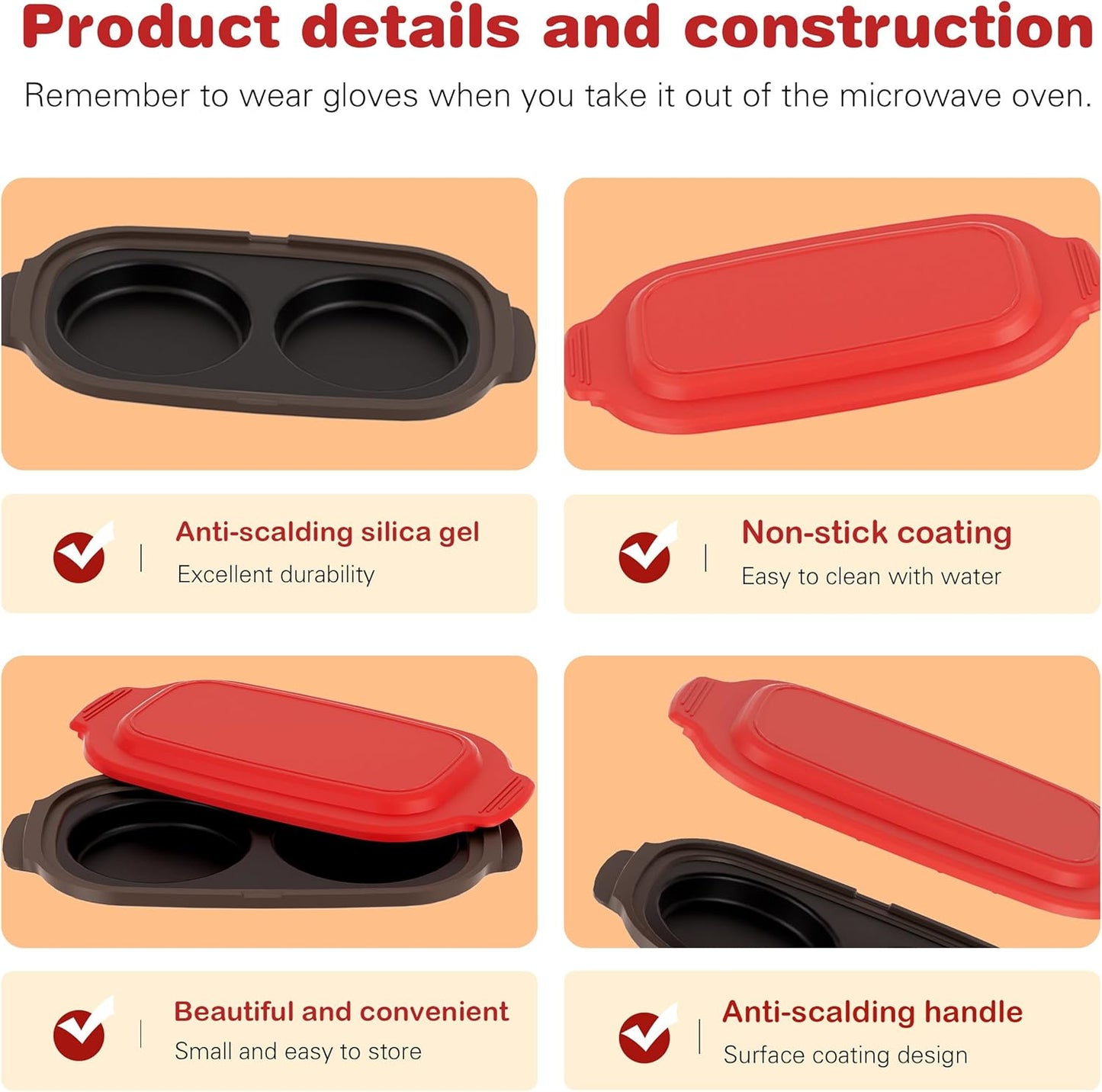 Microwave Egg Cooker, Microwave Egg Poacher | Cooker & Fryer for Breakfast Sandwiches | Maker for 2 Eggs | Dishwasher-Safe & BPA-free, Save Time,Portable for Home,Travel,Gifts