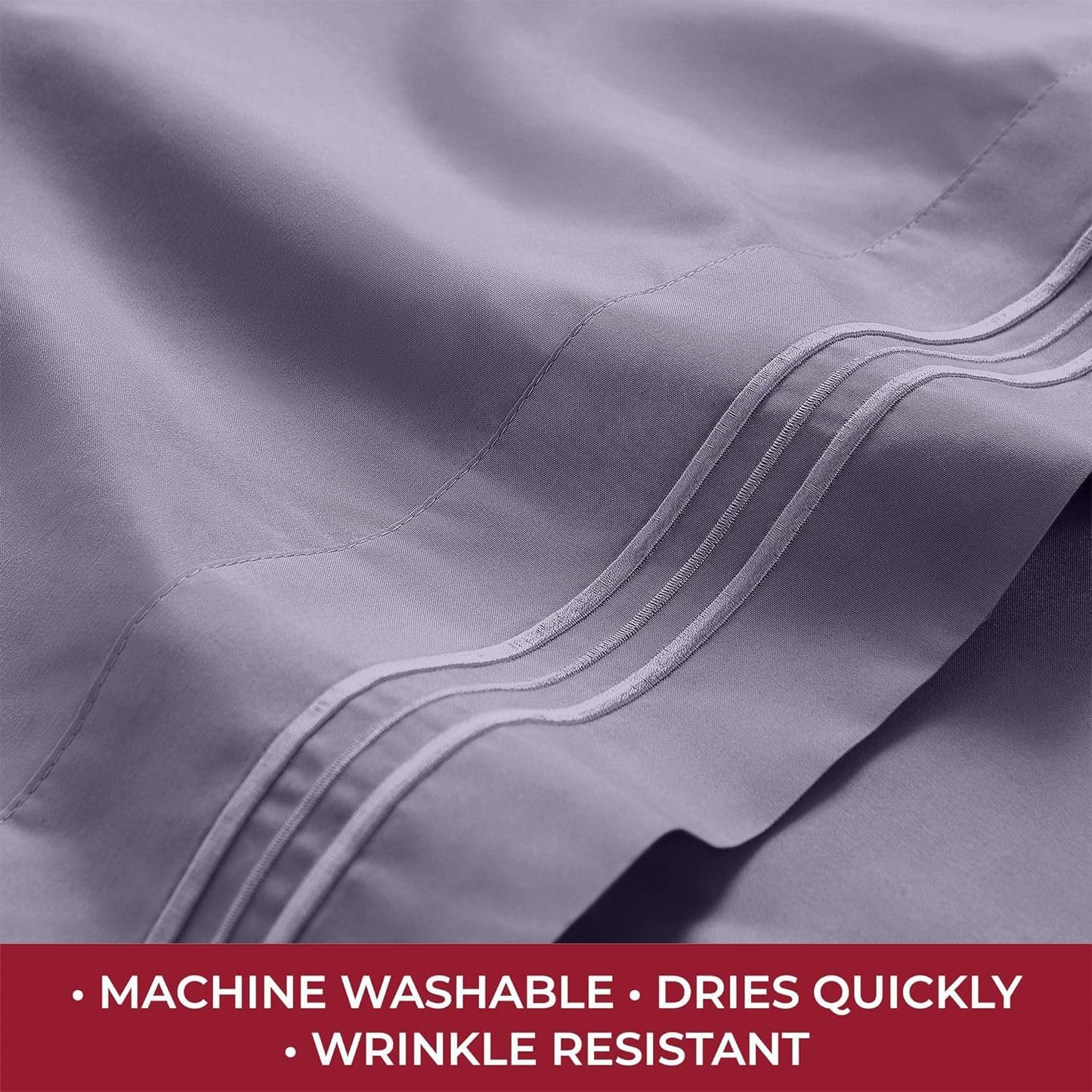 Mellanni RV Short Queen Sheets - 4 PC Iconic Collection Bedding - Hotel Luxury, Extra Soft, Cooling Bed Sheets - Deep Pocket up to 10 inch (RV/Short Queen, Hazy Lilac)