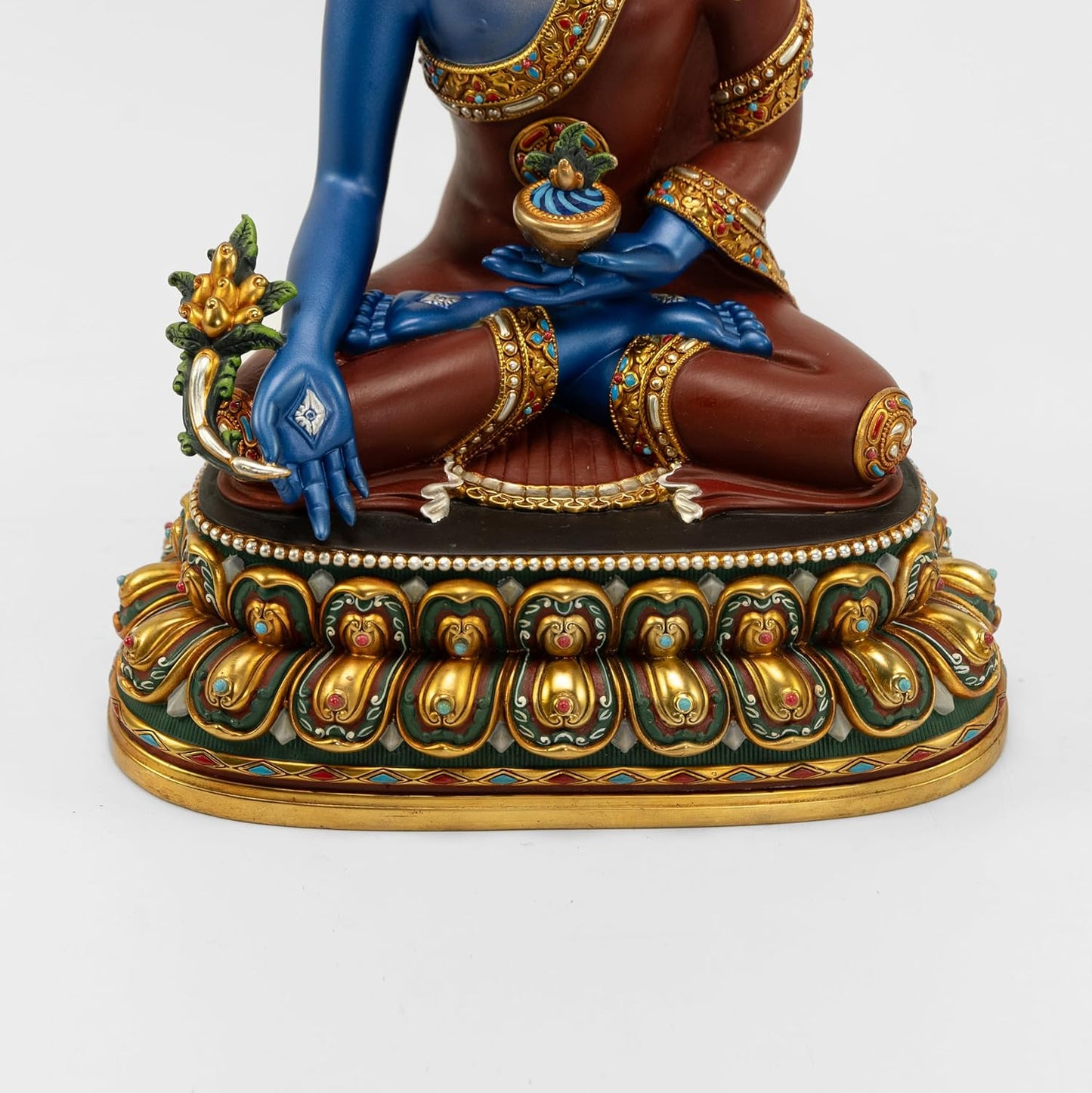 Medicine Buddha Statue Indoor, Handmade Copper Home Decor, Tibetan Buddhism, Hand-Painted Buddhist Budda (10.62", Bhaisajyaguru)