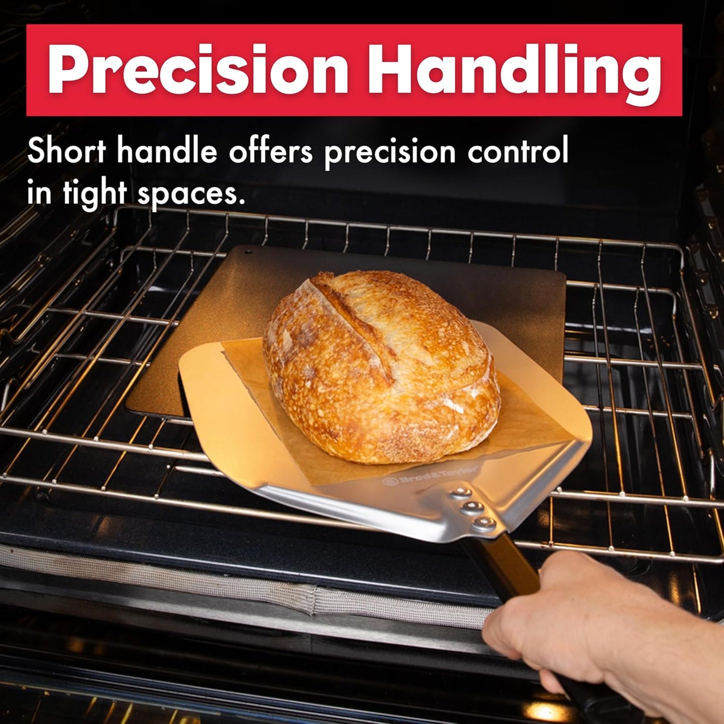 Brod & Taylor Bread Peel for Transferring Bread, Pizza or Flatbreads (11.75" x 12" Surface) – Thin Edge, Lightweight, and Reduces Sticking