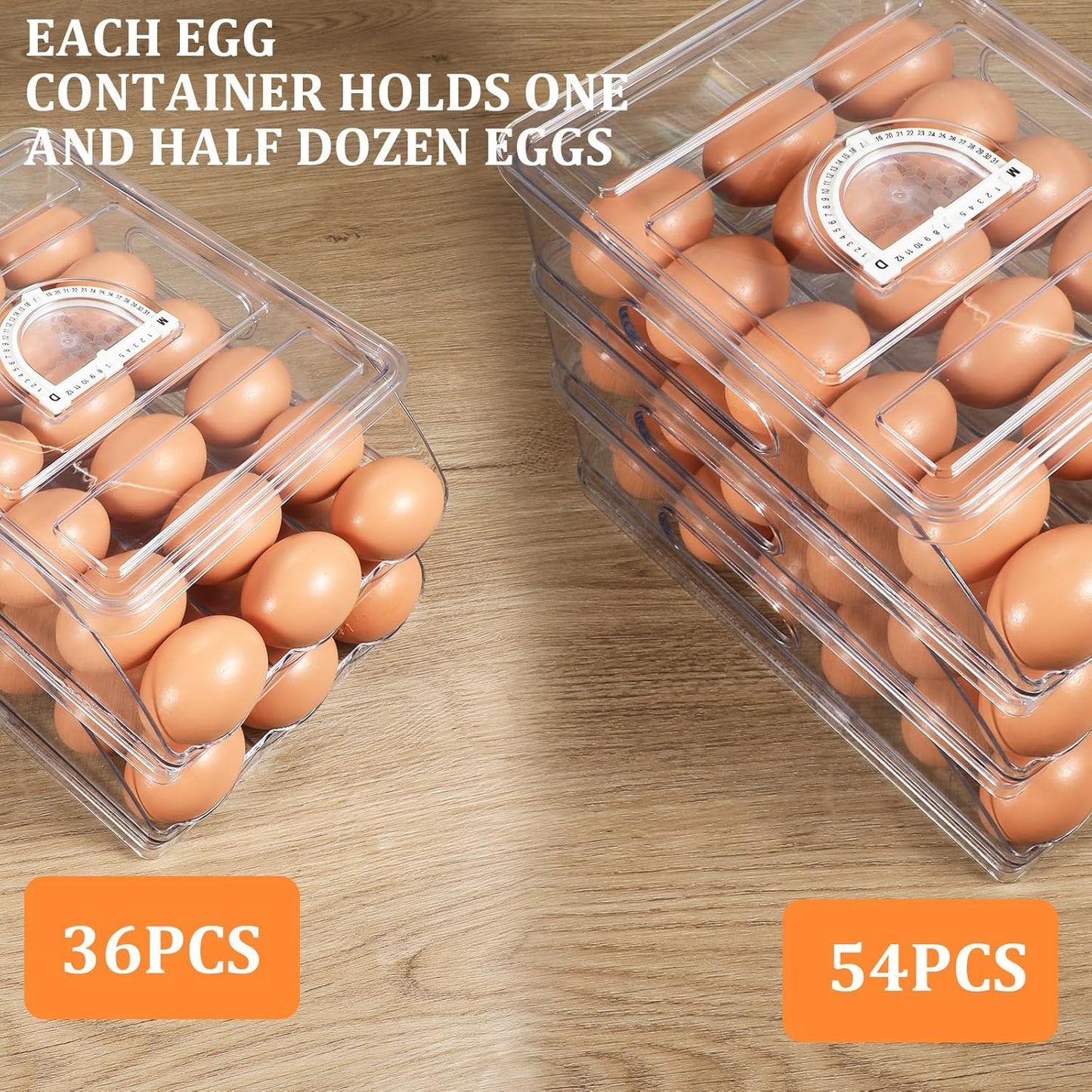 Egg Holder for Fridge Rolling Egg Container 54 Large Capacity Eggs Holder Eggs Storage Container Organizer with Lid for Refrigerator and Kitchen (3 Layer)