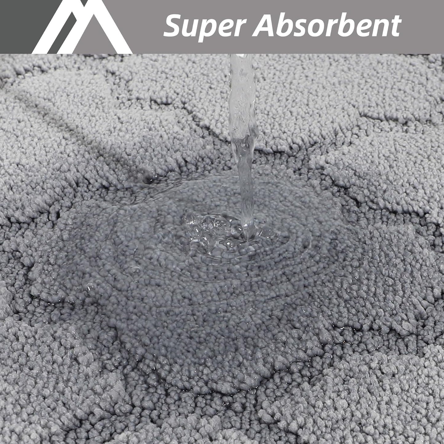 COSY HOMEER Soft Kitchen Rugs [2 PCS] for in Front of Sink Super Absorbent Kitchen Floor Mats and Mats 24x35 Inch/24X60 Non-Skid Kitchen Mat Standing Mat Washable,Polyester,Grey