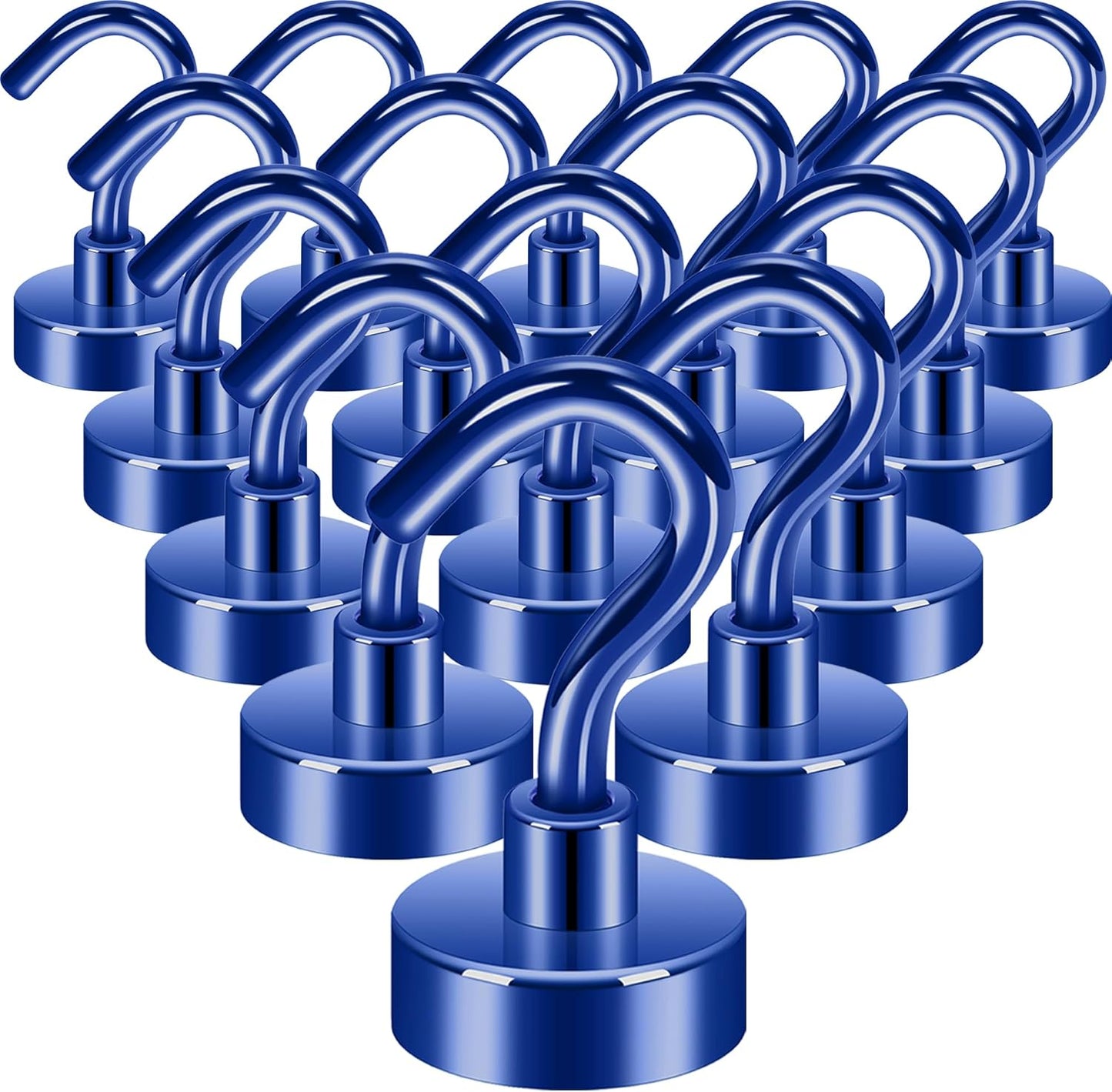 Neosmuk Magnetic Hooks,30lb+ Heavy Duty Earth Magnets with Hook for Refrigerator, Extra Strong Cruise Hook for Hanging, Magnetic Hanger for Curtain, Grill (Navyblue, 15 Pack)