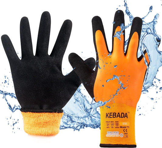 Kebada T1 Waterproof Winter Work Gloves for Men and Women,Insulated Work Gloves for Men Cold Weather,Warm Freezer Gloves XXL