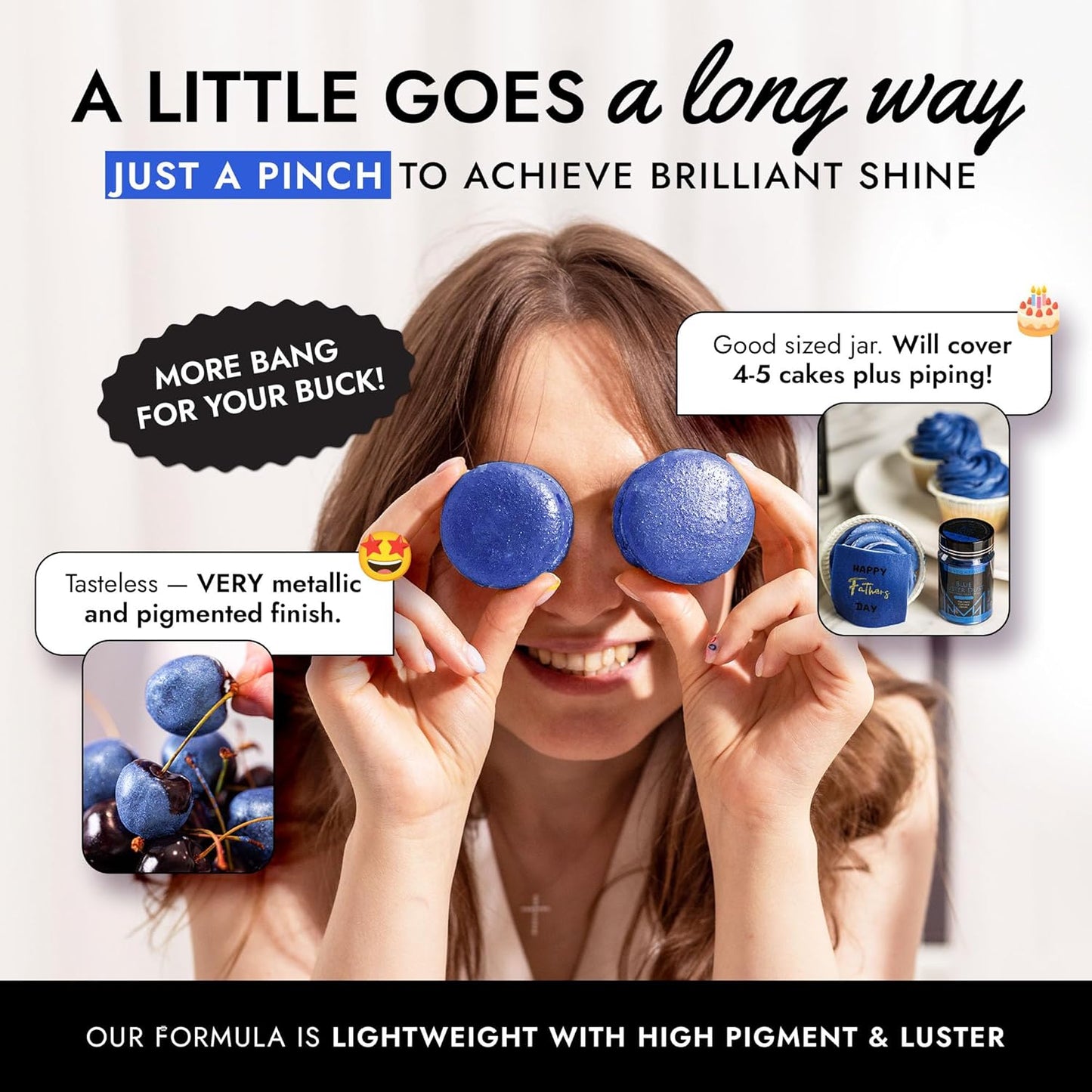 MONÉGASQUE Blue Edible Glitter for Drinks 15g – Halloween Edible Glitter for Cakes & Cocktails - Blue Luster Dust for Cocktail, Cake Decorating, & Food Spray - Strawberries & Drink Shimmer Decorations