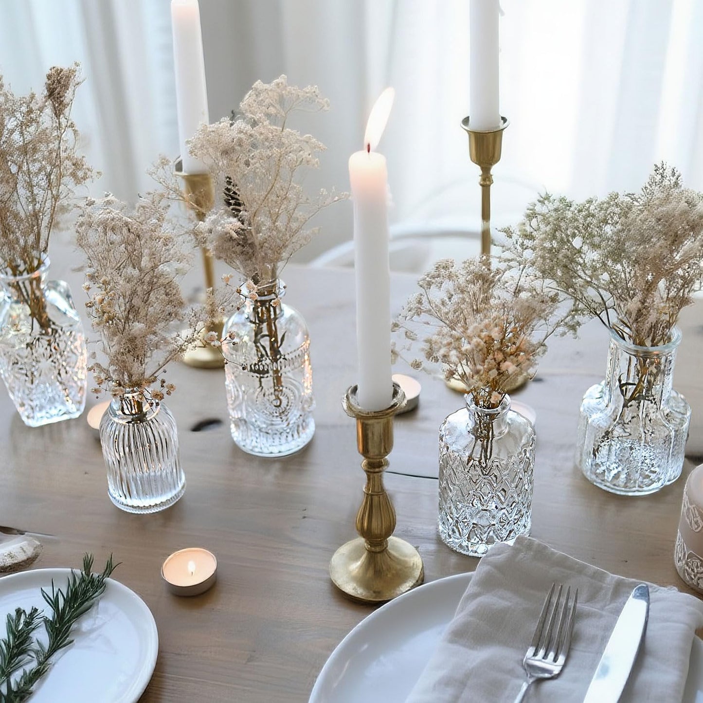 Glass Bud Vase Set of 76 Pcs Small Minimalist Vases for Flowers, Vintage Rustic Home Decor for Table Centerpiece Wedding Party, Modern Clear Aromatherapy Bottle for Living Room Bedroom