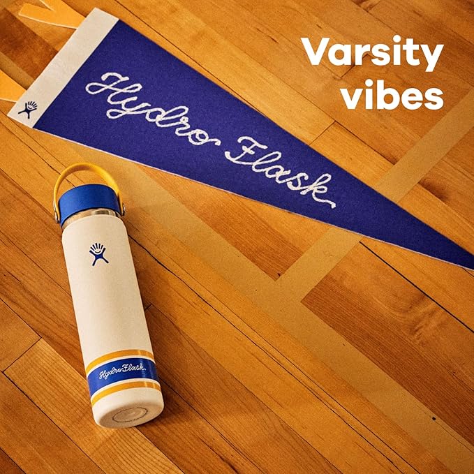 Hydro Flask Water Bottle - Insulated Stainless Steel - Wide Mouth Flex Straw Lid, Non Spill, Leakproof and Refillable in 24 Oz Campus Ivory