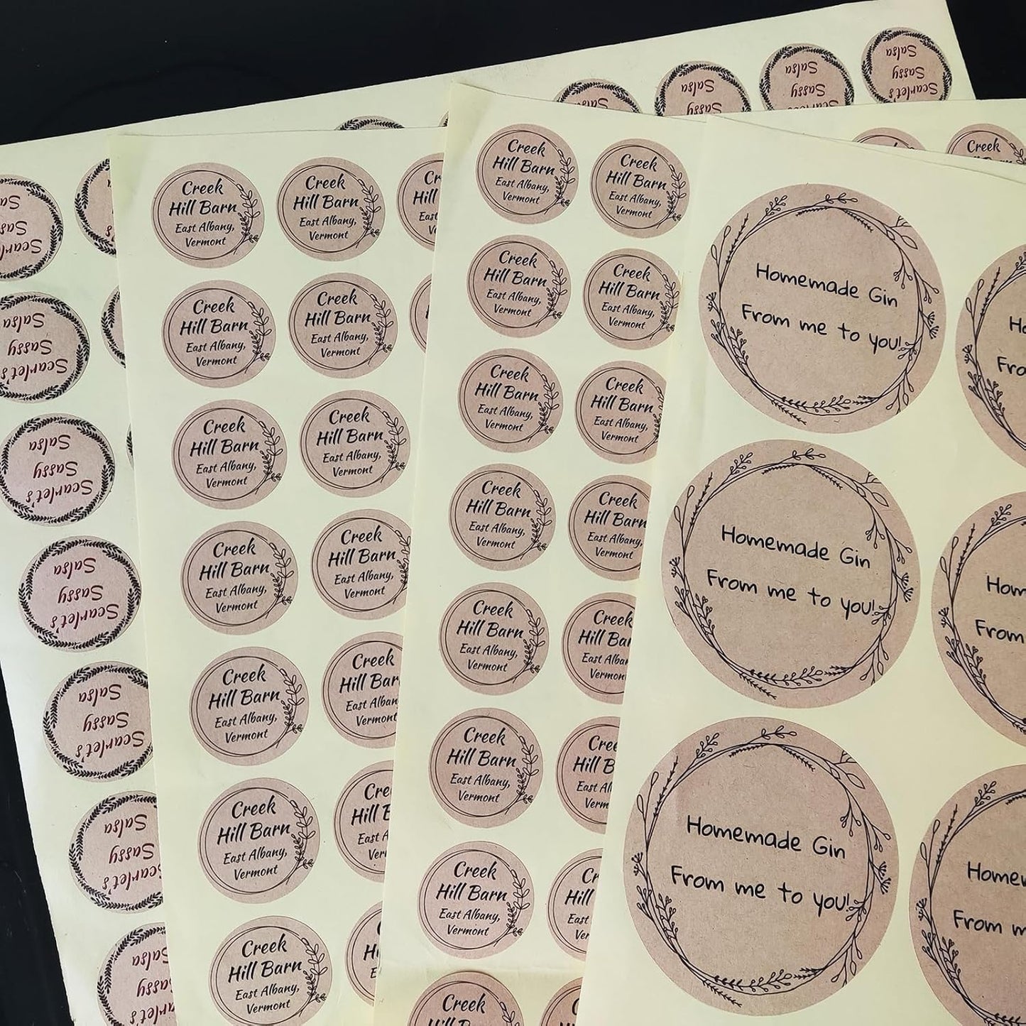 Custom Stickers Kraft Paper Labels Personalized Withe Text, Business Logo Customized Food Jars Labels Bakery Label Sticker Package Favor Canning Circle 100pcs (Style 13)