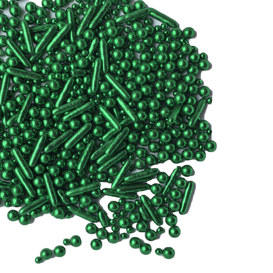 Sprinkles Green Pearl Sugar Candy Mix Size Baking Cake Decorations Cupcake Toppers Celebrations Shaker Jar Wedding Shower Party (120g/4.2oz）