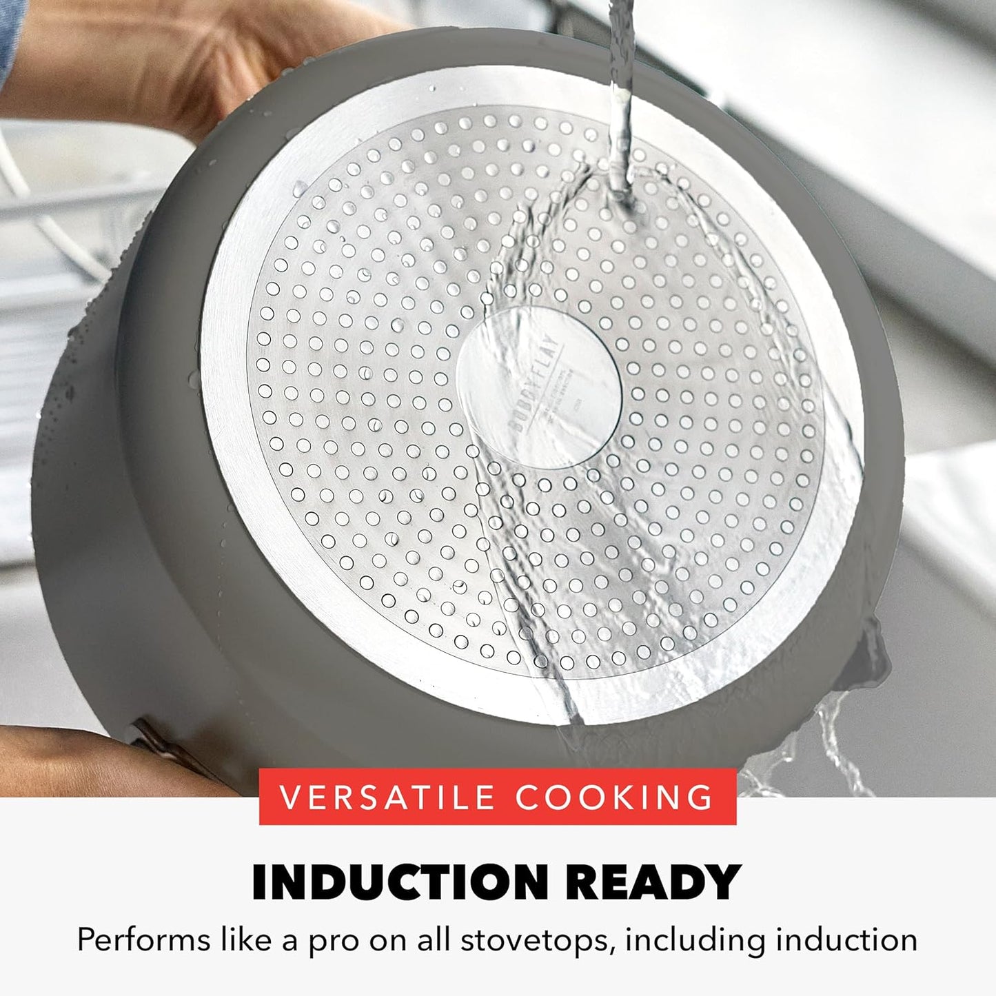 GreenPan x Bobby Flay 6QT Stockpot with Glass Lid, PFAS-Free Diamond Ceramic Nonstick Pot, Induction Suitable, Easy Clean Dishwasher & Oven Safe, Quick Heating, Pasta, Soups, Graphite