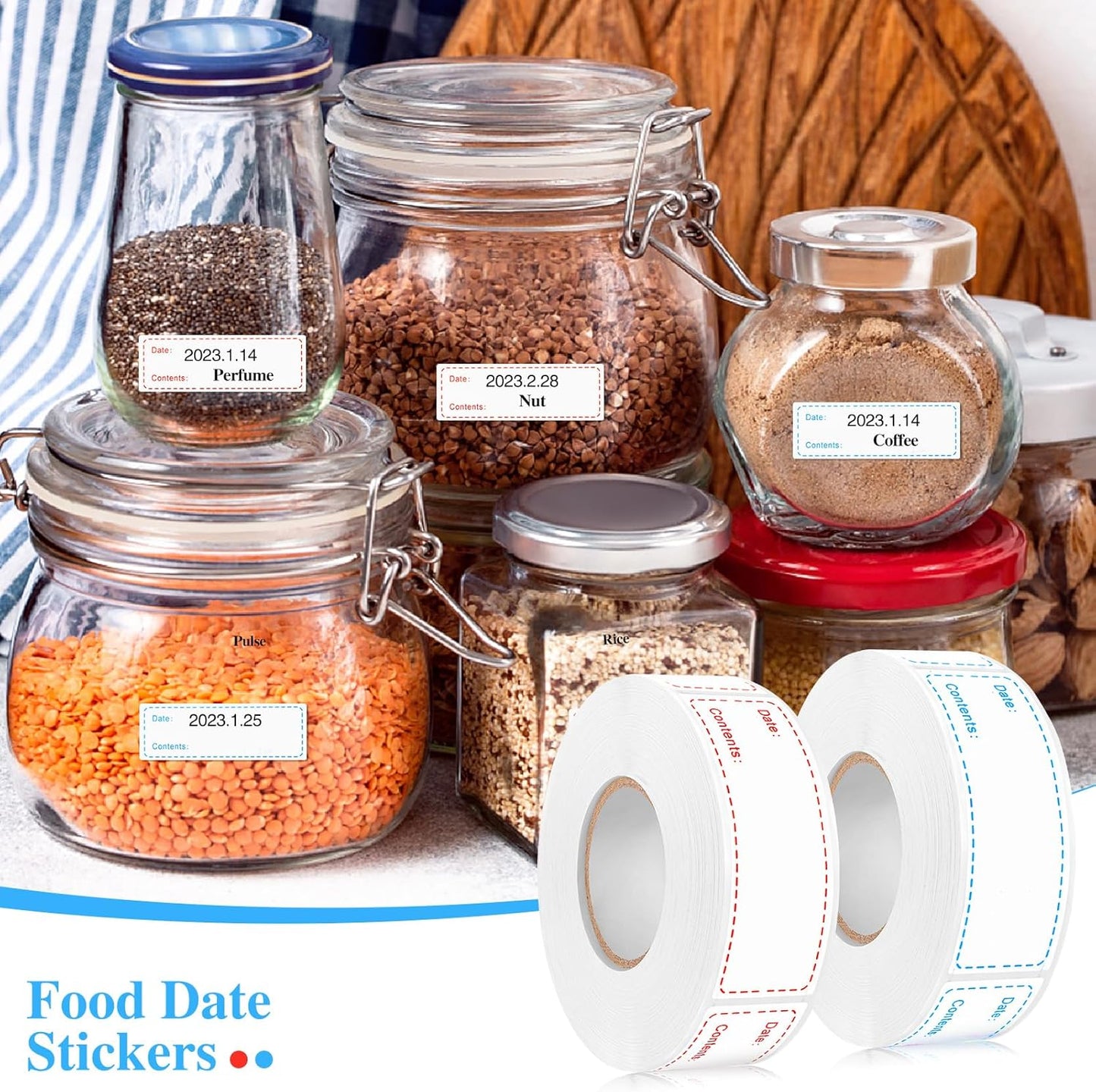 2000Pcs Removable Freezer Labels,1 x 3 Inch Food Labels for Food Containers Food Date Stickers Refrigerator Food Storage Labels Easy Clean No Residue