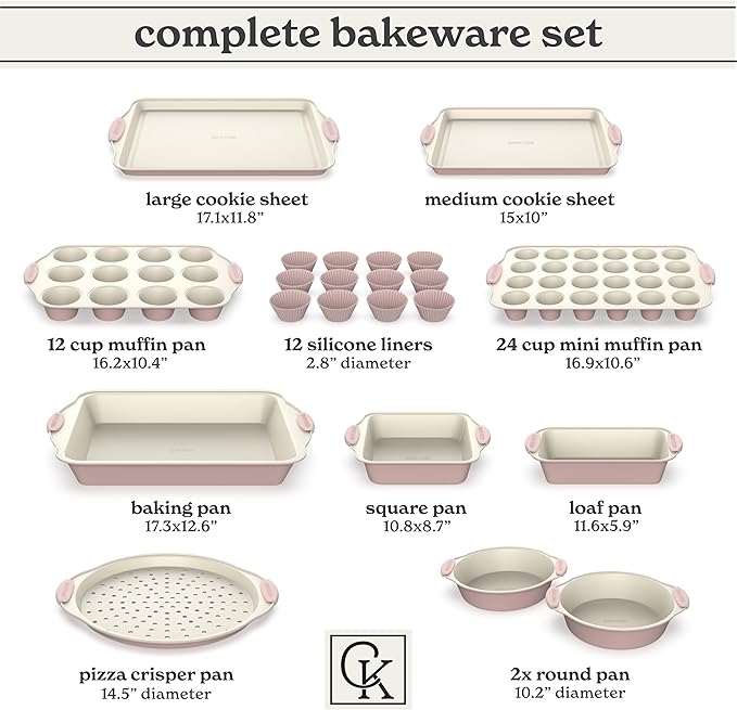 Country Kitchen Nonstick Stackable Bakeware Set - Durable, Easy Release Baking Set- 22 Pc. Includes Silicone Muffin Cups