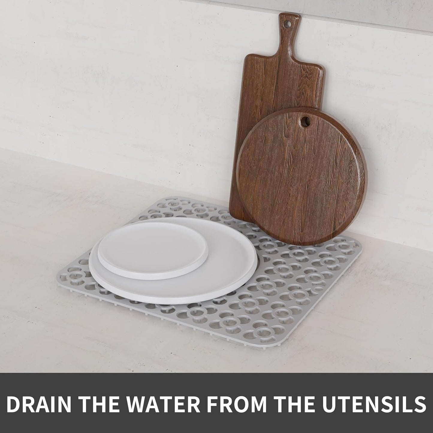 WAFT YEARN 2PCS Sink Mats Sink Protectors Dish Racks Dishwasher Safe Grid Mats for Kitchen Sink Silicone Protect Sink from Stains Damage Scratches Non Slip Heat Resistant Rust Resistant 11"X12" Grey