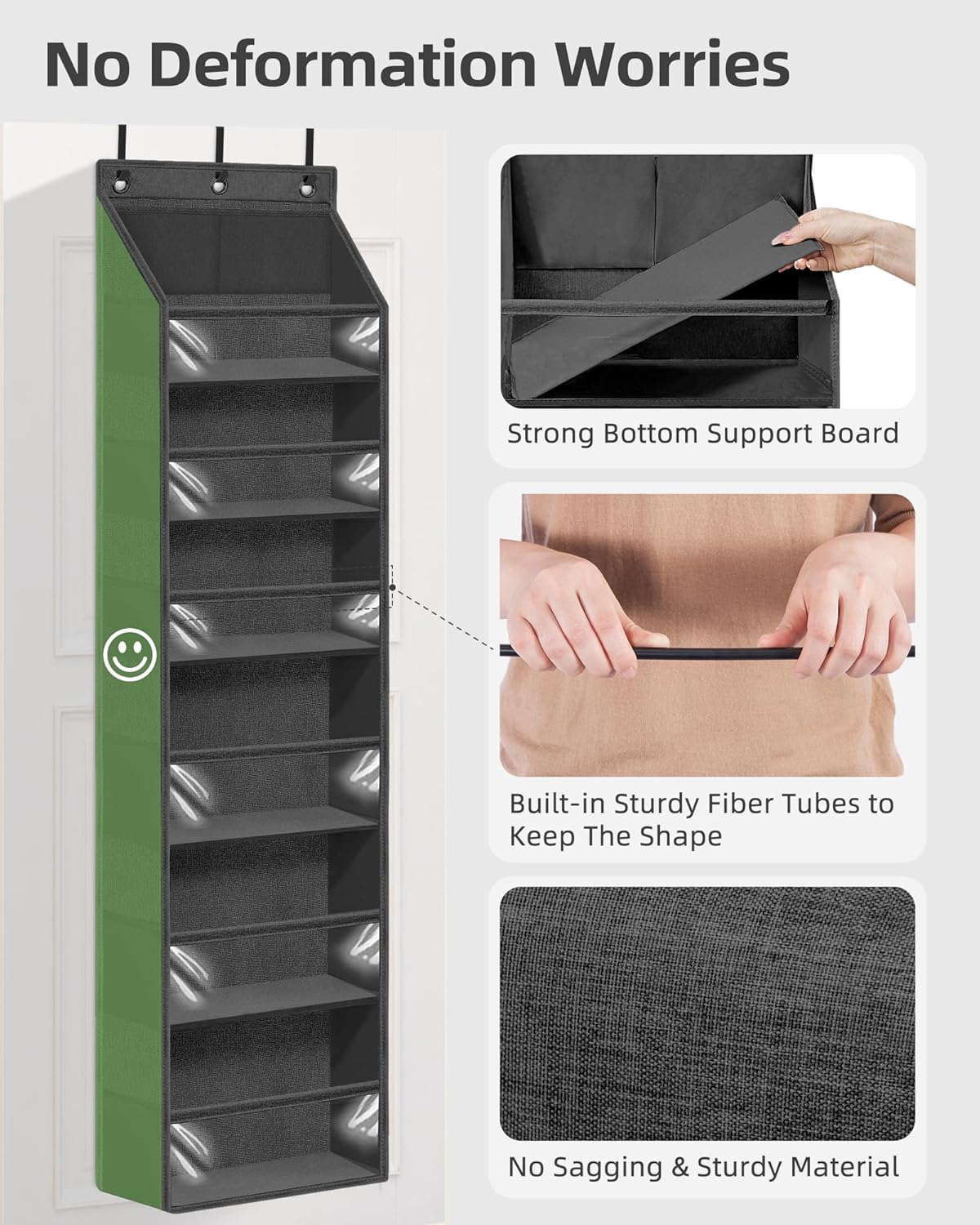 STORAGE MANIAC Over the Door Organizer Large Capacity Hanging Organizer, Clear Deep Pockets Behind Door Closet Organizer and Storage for Nursery, Bathroom, Bedroom, Pantry, 1 Pack Black