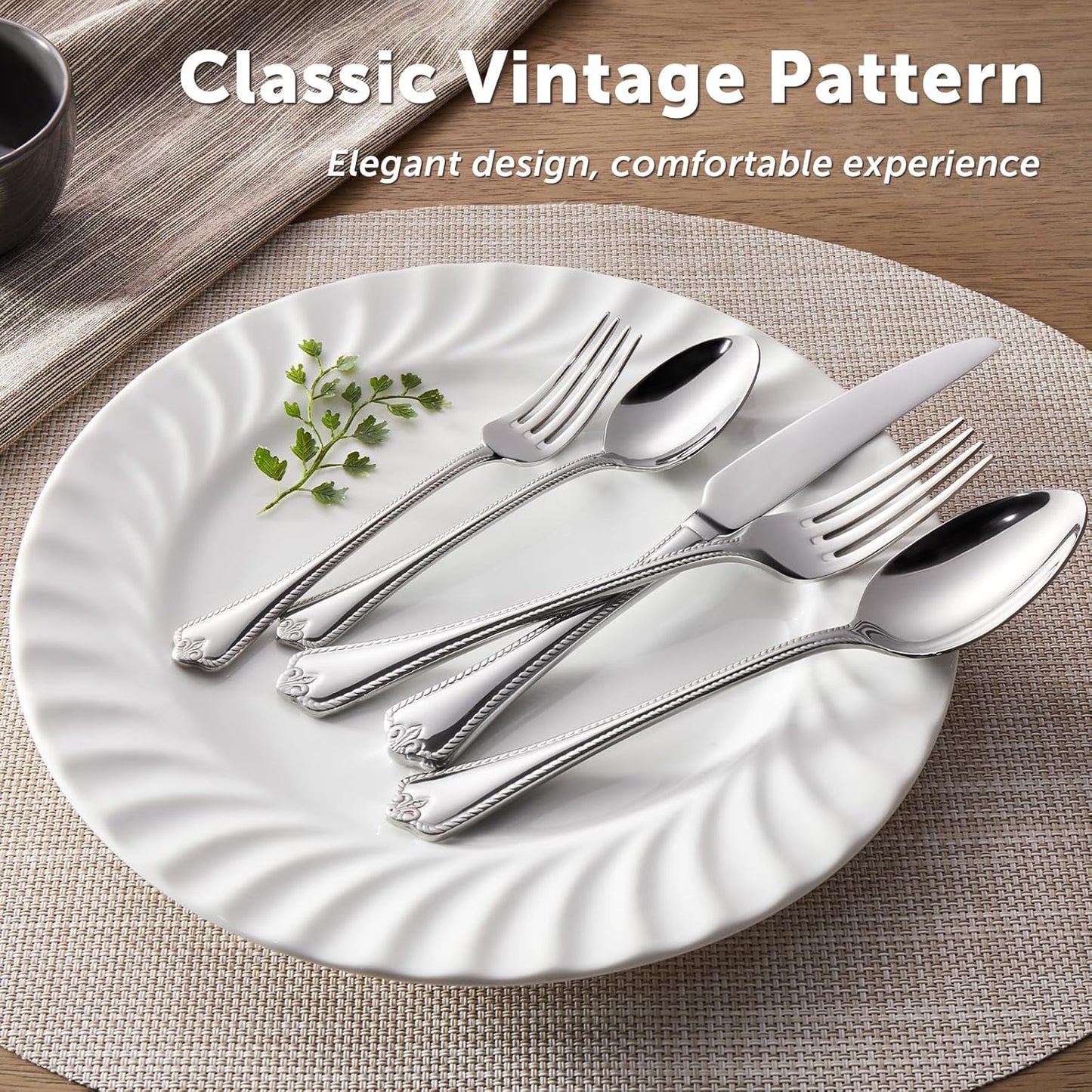 KINGSTONE Silverware Set, 20-piece 18/10 Stainless Steel Flatware Set Cutlery Set for 4, for Kitchen, Home, Wedding, Party, Mirror Polished and Dishwasher Safe, Featured Gifts