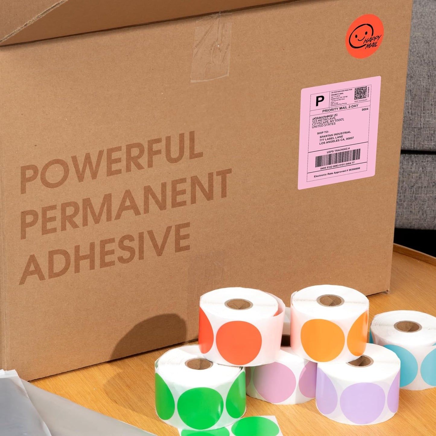 Spartan Industrial - 2" Direct Thermal Circle Labels - Fluorescent Green Round Stickers for Color Coding, Inventory Tags, and More (2 Rolls, 750/Roll)