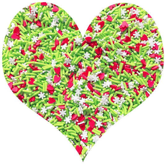 EHOPE Fake Sprinkles Resin Sprinkles Fake Candy Sprinkles Clay Sprinkles Polymer Sprinkles Polymer Clay Slices for Nail Art DIY Crafts Cake Phone Case(40G-Green Sugar granules+ Heart-18)