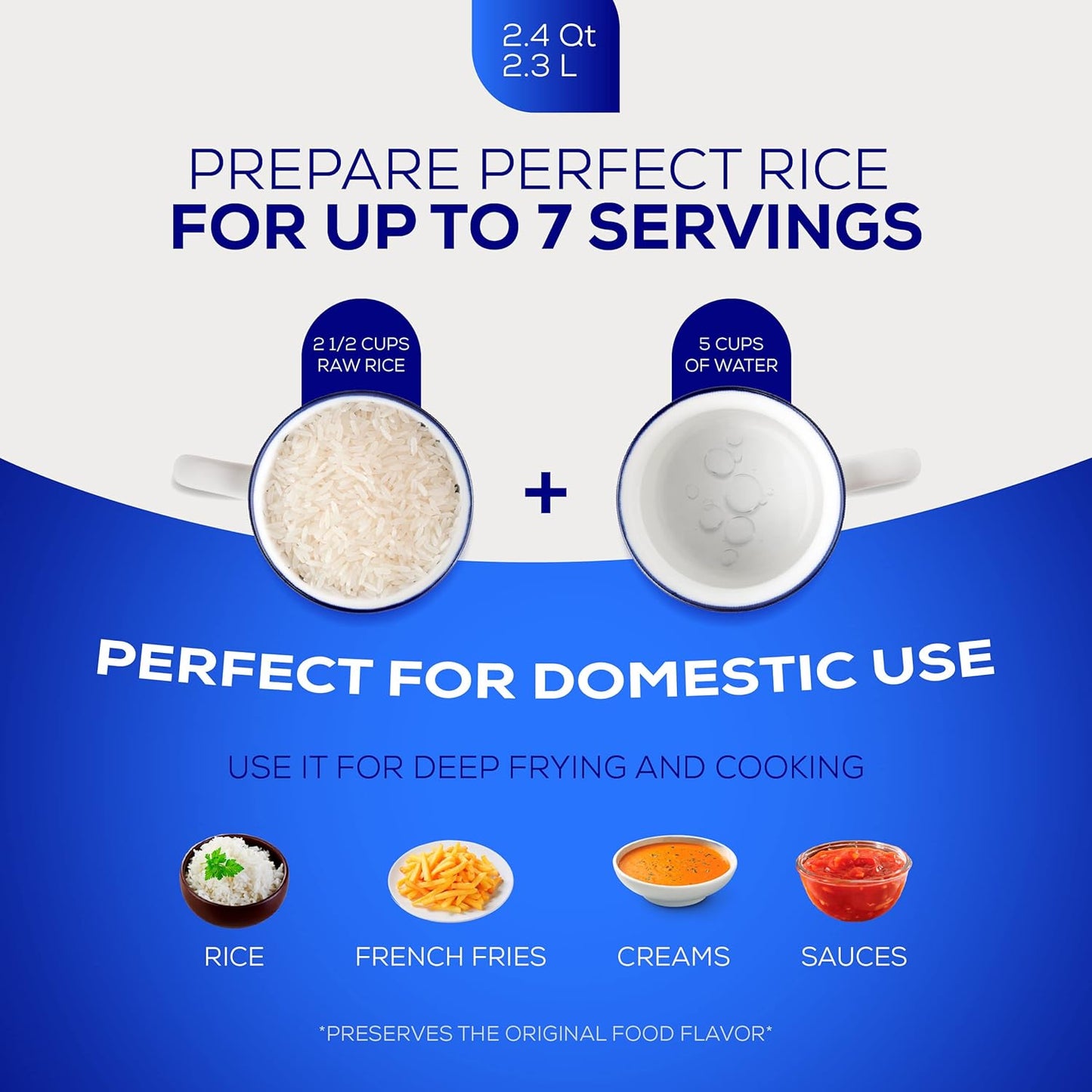 Universal (Small Size) Caldero 7 Cups - 2.4 QT / 2.3 L, Stainless Aluminum Pot, Even Heat Distribution and Fast Cooking Dutch Oven Pot, Ergonomic Handles, Ideal for Rice, French Fries, and More