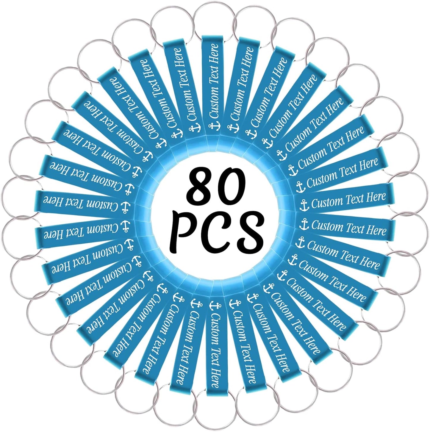 80PCS Personalized Bottle Opener Keychain Bulk Custom Beer Bottle Opener with Logo Text Engraved Wedding Bottle Opener Favors Customized Gifts for Guests Baby Shower Birthday Party-Sky Blue