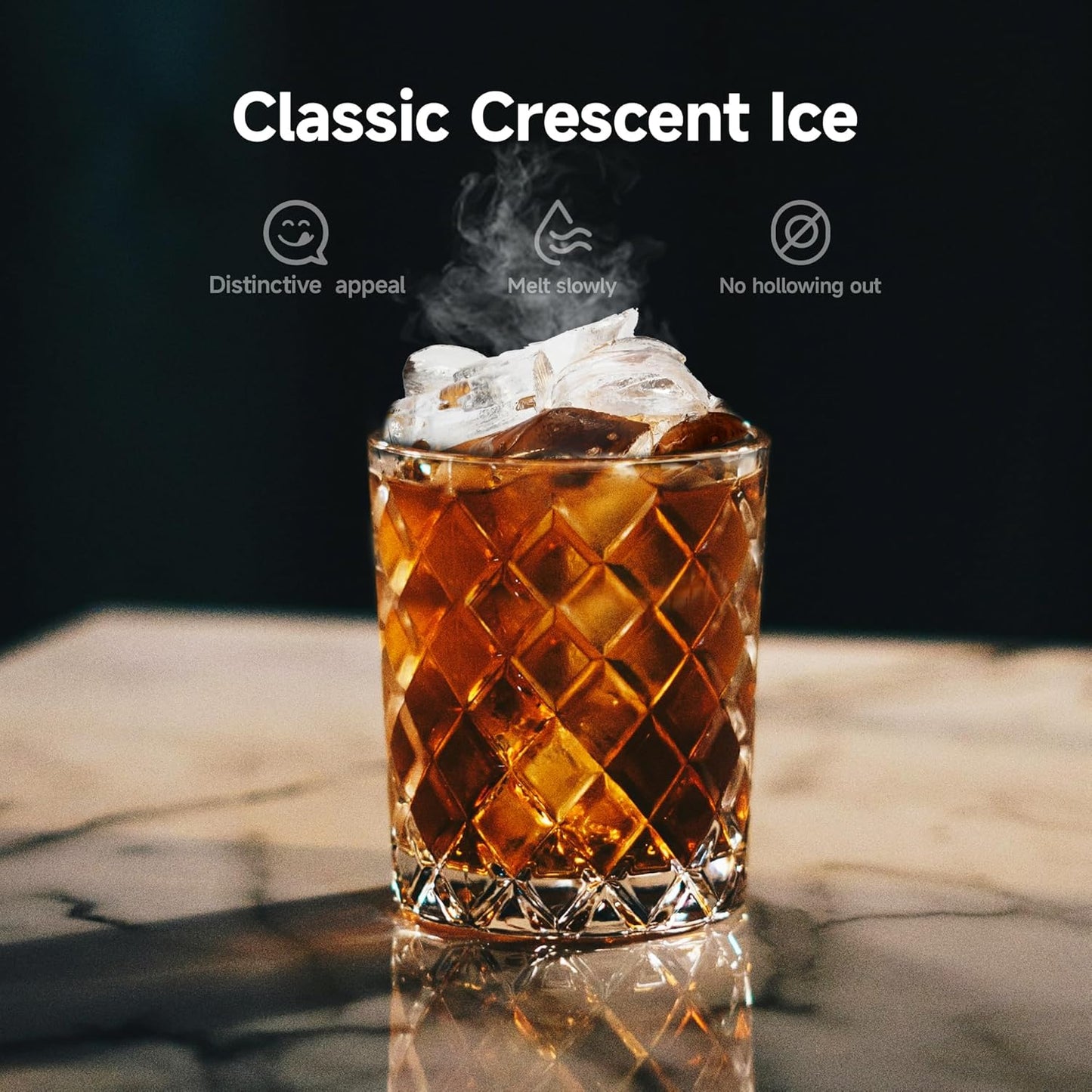 EUHOMY Commercial Ice Maker Machine,Moon-Shaped Ice,100lbs/24H Stainless Steel Under Counter Ice Machine with 33lbs Storage Bin, Freestanding Crescent Ice Maker for Home/Bar/Cafe/Restaurant