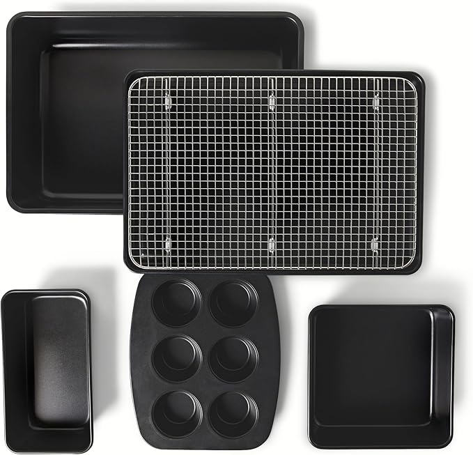 Amazon Basics Nonstick Bakeware 6-Piece Set, Stackable, Dishwasher and Oven-Safe