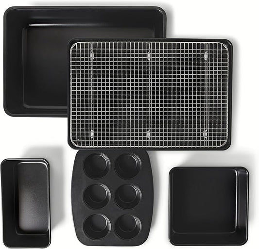 Amazon Basics Nonstick Bakeware 6-Piece Set, Stackable, Dishwasher and Oven-Safe