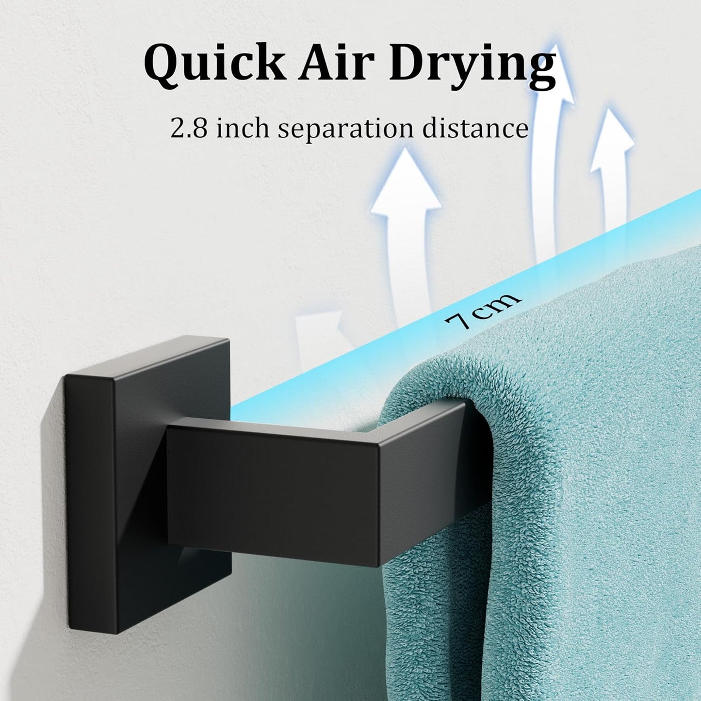 Alise Black Towel Bars,23.62 Inch Towel Holder Towel Racks for Bathroom and Lavatory,SUS304 Stainless Steel Hand Towel Hanger Rail Wall Mount,Useable Length 21.85 Inch Towel Bar, GYT060-B