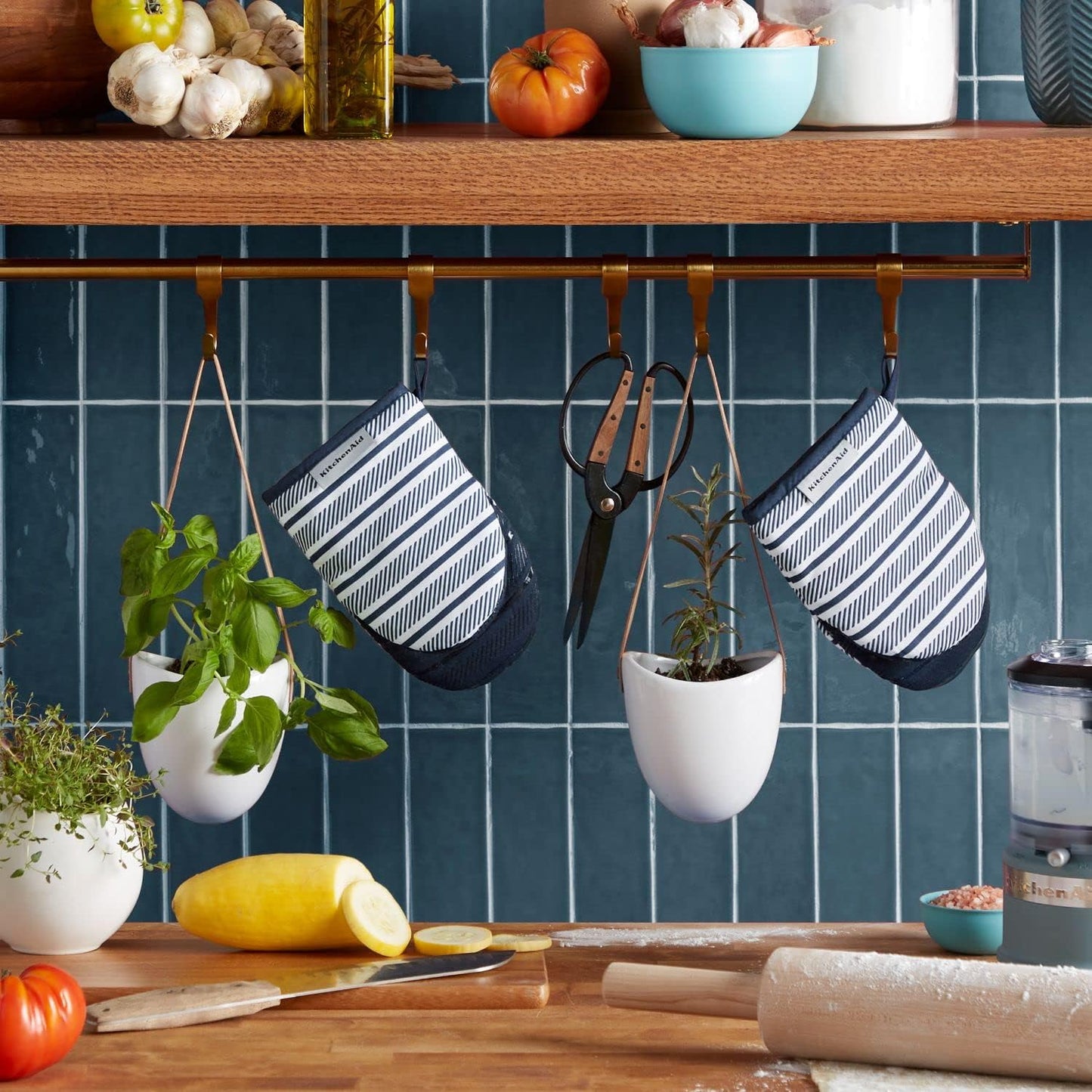 KitchenAid Albany Mini Oven Mitt 2-Pack Set, Ink Blue, 5.5"x8"