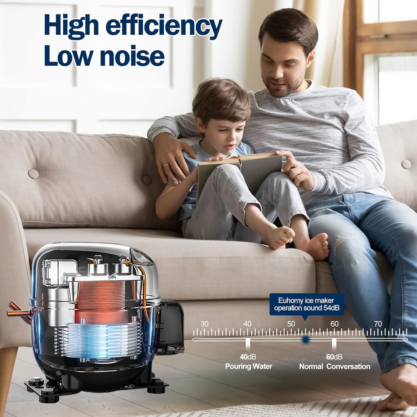 EUHOMY Commercial Ice Maker Machine, 200lbs Daily Output, Under Counter ice Machine with 65lbs Ice Storage Capacity, Perfect for Home/Bar/Restaurant/Outdoor Activities(Stainless Steel)