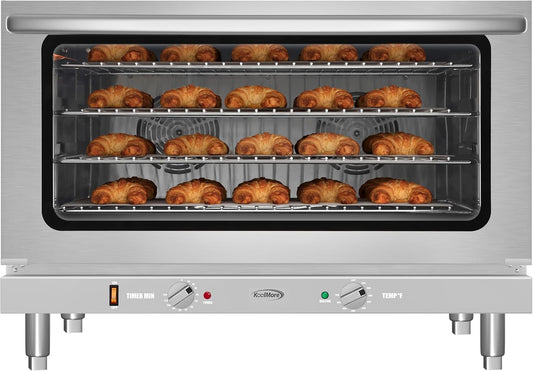 KoolMore 32 in. Commercial Countertop Convection Oven, Holds Full Size Pans, 4 Racks and 3500W of Power, 240V in Stainless-Steel, ETL Listed for Safety and Sanitation (KM-CTCO-44)