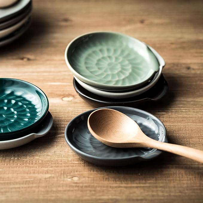 Spoon Rest for Stove Top, Cooking Spoon Holder for Kitchen Counter, Modern Farmhouse Decor Utensil Rest for Spoons, Ladles Tongs Spatula, Dark Gray