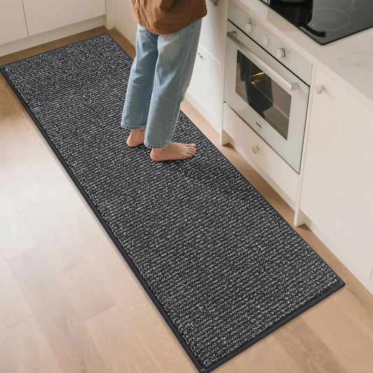 BEQHAUSE Kitchen Runner Rugs 24"x72", Non-Slip Kitchen Mats for Floor, Super Absorbent and Stain Resistant Kitchen Rug, Machine Washable Rugs for Kitchen, Hallway, Laundry & Sink, Charcoal