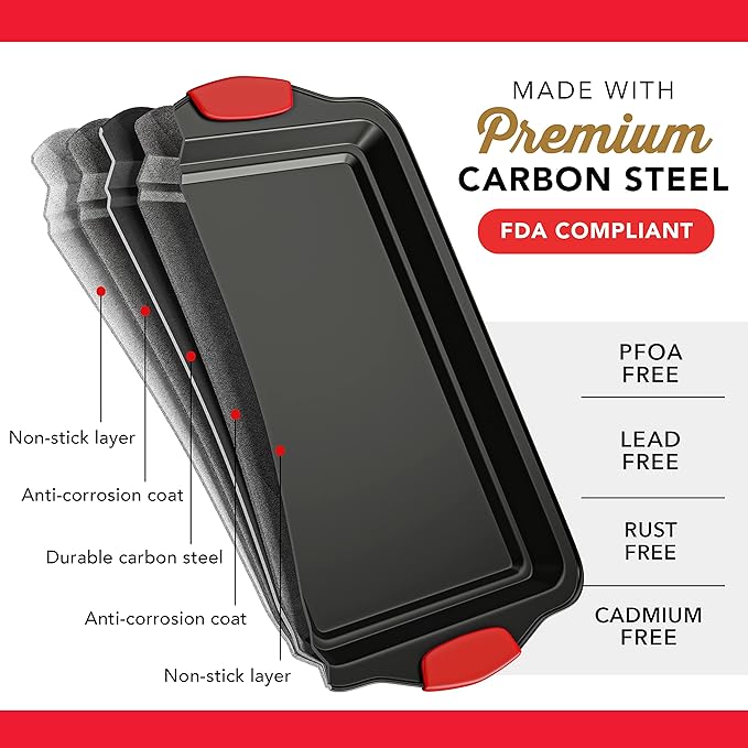 Baking Pan Set, 15 Piece Premium Baking Set, Nonstick Bakeware Sets BPA Free, Cookie Sheets for Baking Nonstick Set, Steel Baking Sheets for Oven with Muffin Pan, Cake Pan & Black Kitchen Utensils