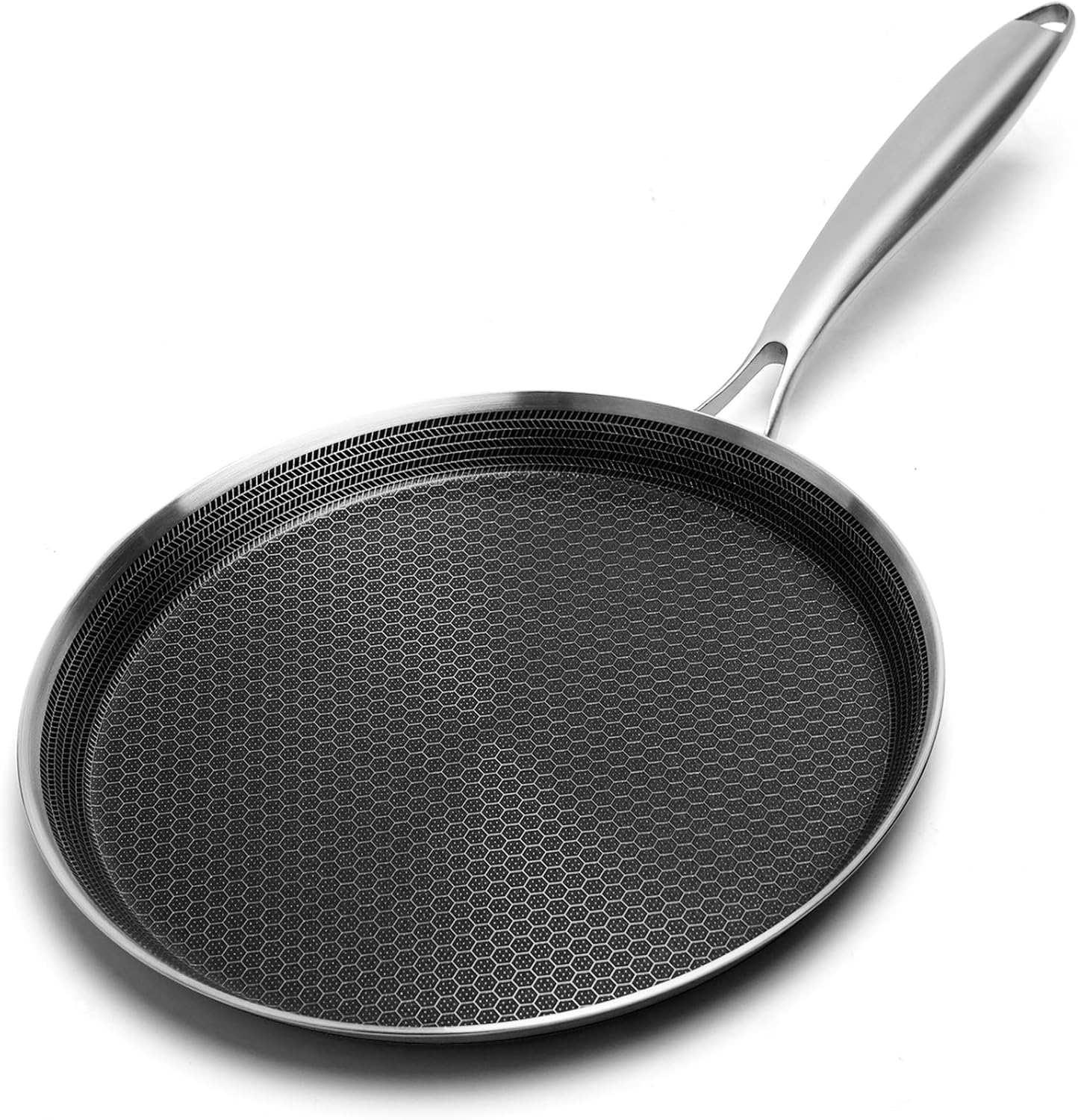 Nonstick Crepe Pan 11inch Stainless Steel Crepe Pan Honeycomb Coating Flat Skillet Tawa Dosa Tortilla Pan,Omelet Pan with All Stove Tops Available, Induction Compatible