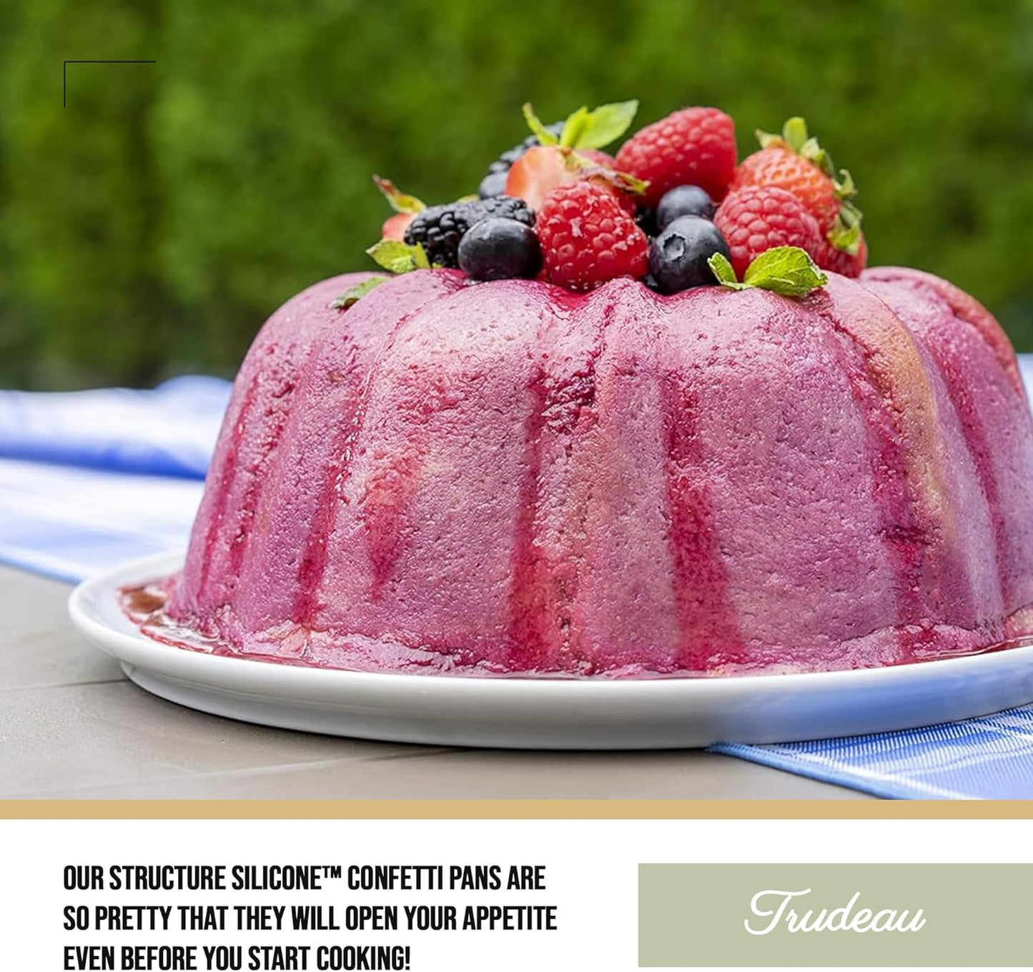 Trudeau 5118558 Structure Fluted Cake Pan Silicone Bakeware, Medium, Confetti White