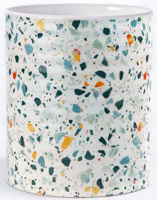 Kitchen Utensil Holder,7.2″Extra Large Stable Terrazzo Marble Pattern Ceramic Utensil Crock,Utensil Organizer for Countertop,Kitchen Decor,Utensil Holder for Housewarming,Wedding Gift Blue