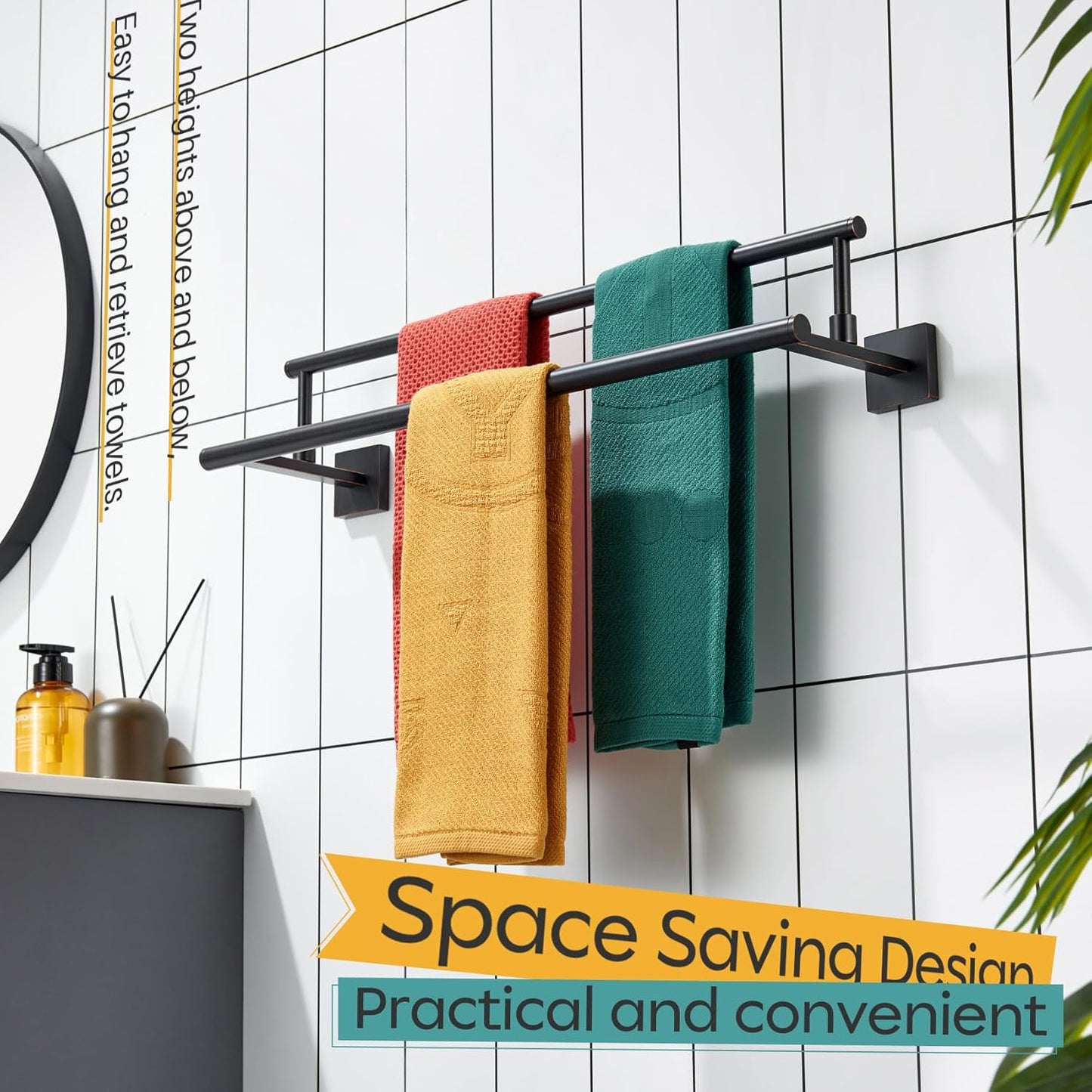 KOKOSIRI Towel Bars 20-Inch Bathroom Towel Holder Oil Rubbed Bronze Bath Towel Rails Kitchen Racks for Cabinet Stainless Steel B5009ORB-L20